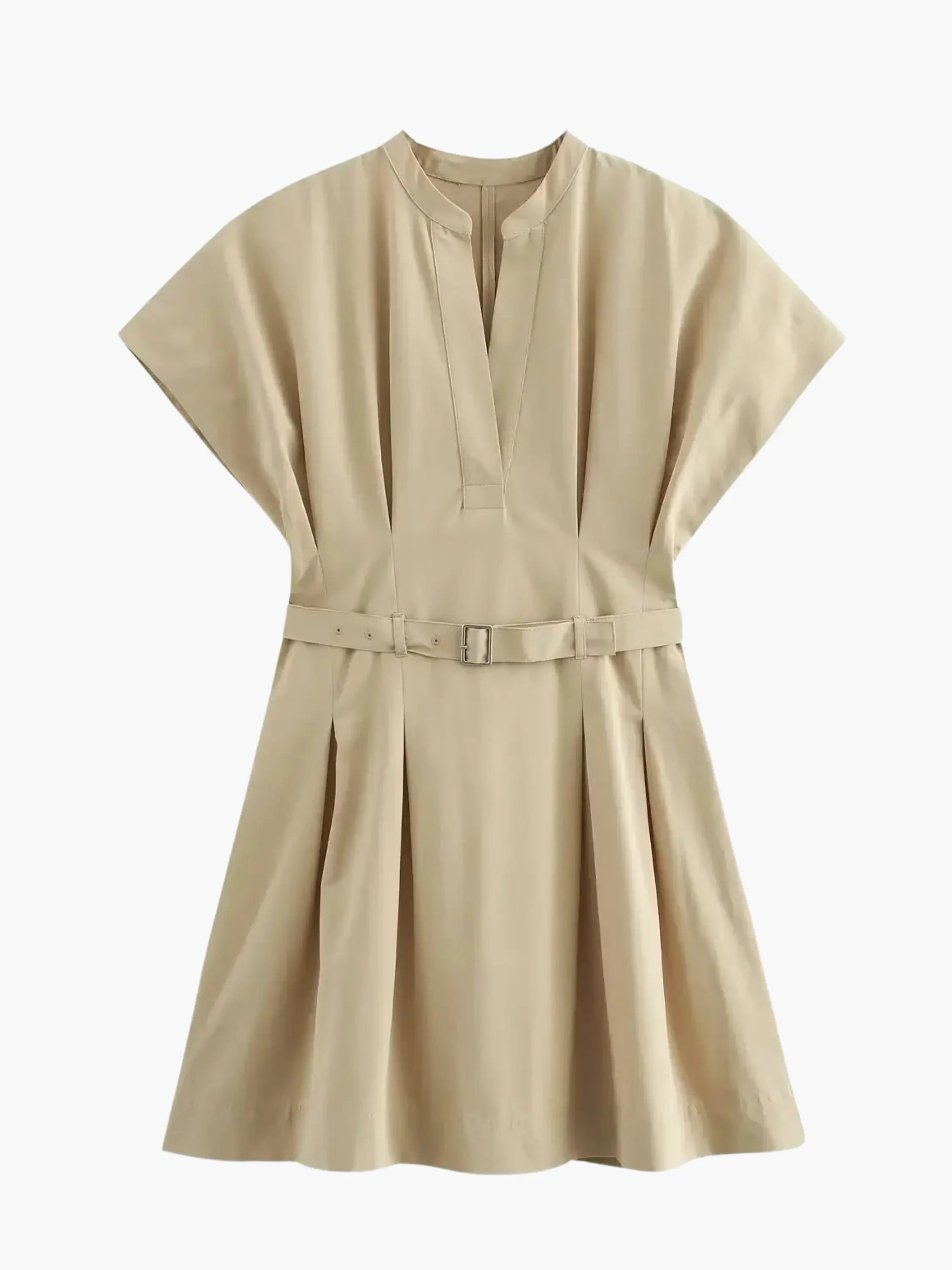 Belted Pleated Midi Dress