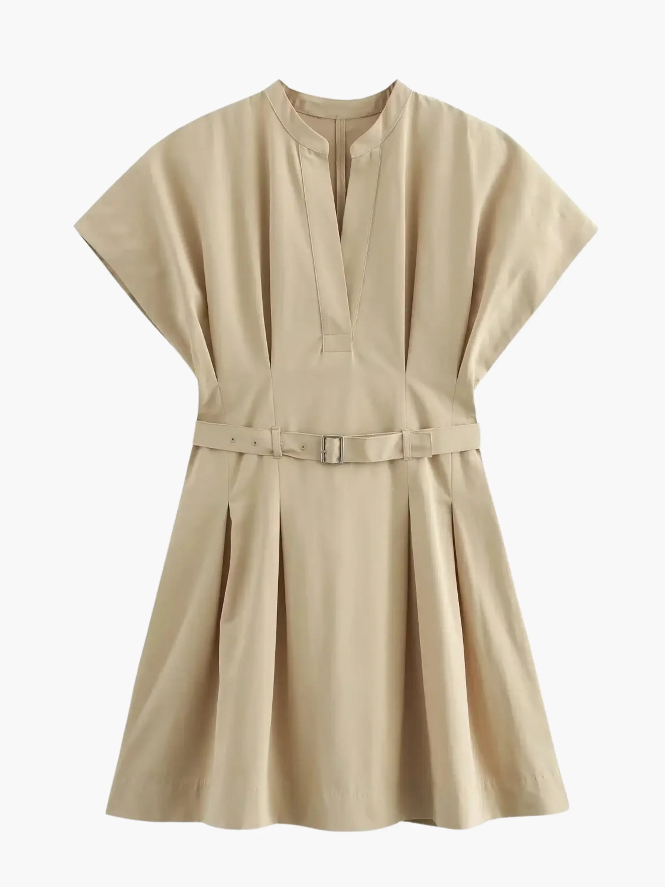 Belted Pleated Midi Dress