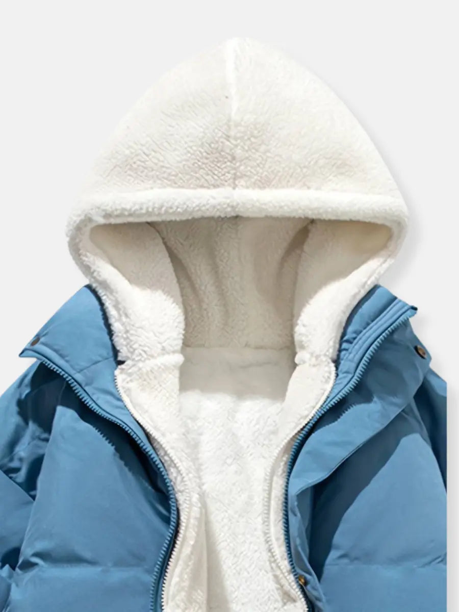Women’s Hooded Puffer Jacket – Warm Winter Coat with Zip & Pockets