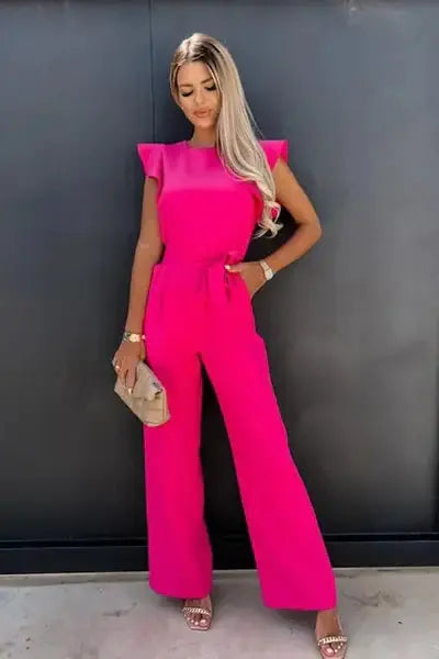 Women’s Wide Leg Jumpsuit – Elegant One Shoulder Evening Outfit