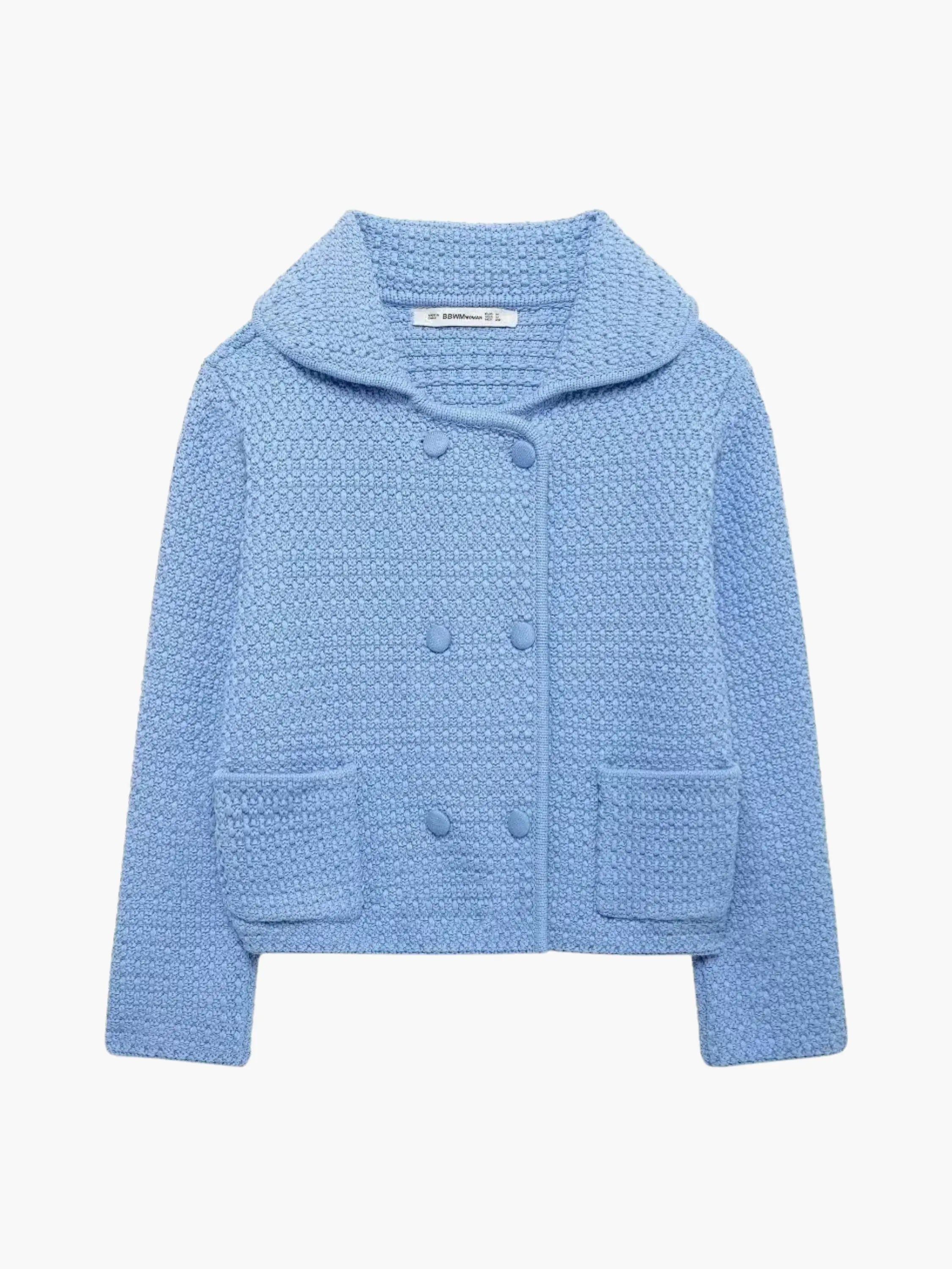 Textured Double-Breasted Cardigan