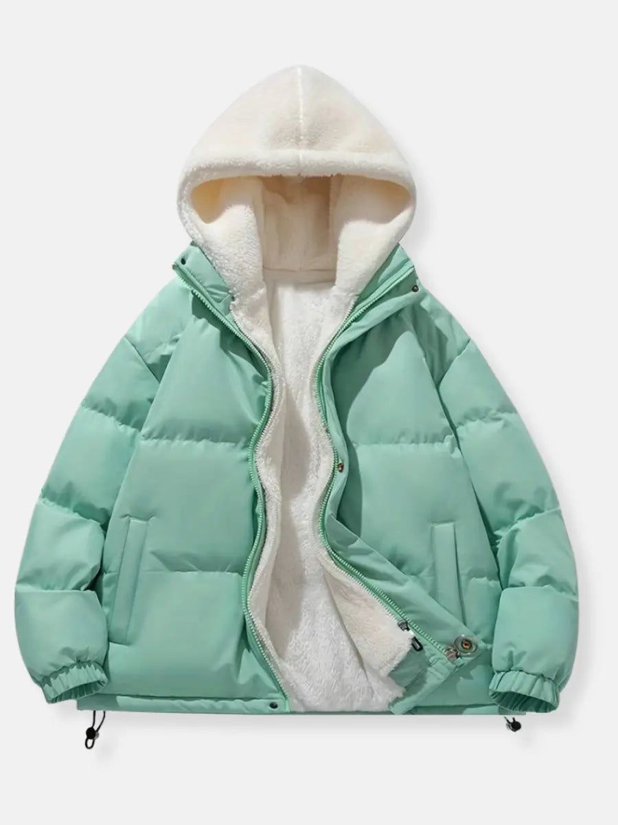 Women’s Hooded Puffer Jacket – Warm Winter Coat with Zip & Pockets