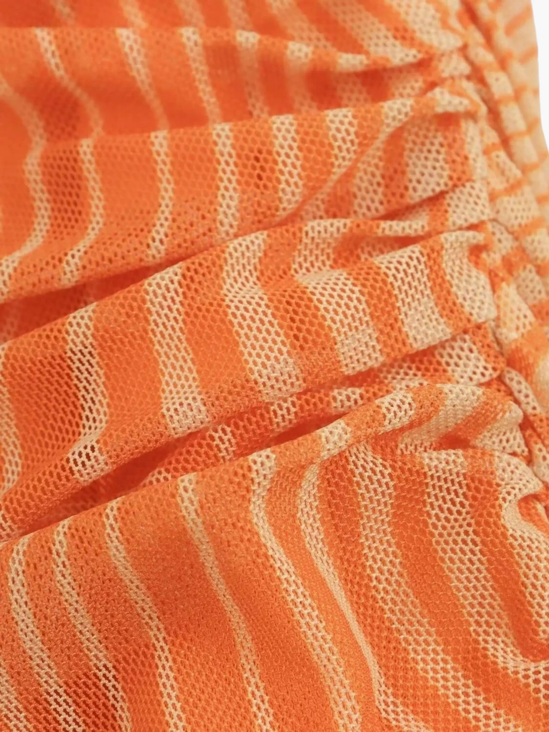 Strapless Orange Ruched Maxi Dress