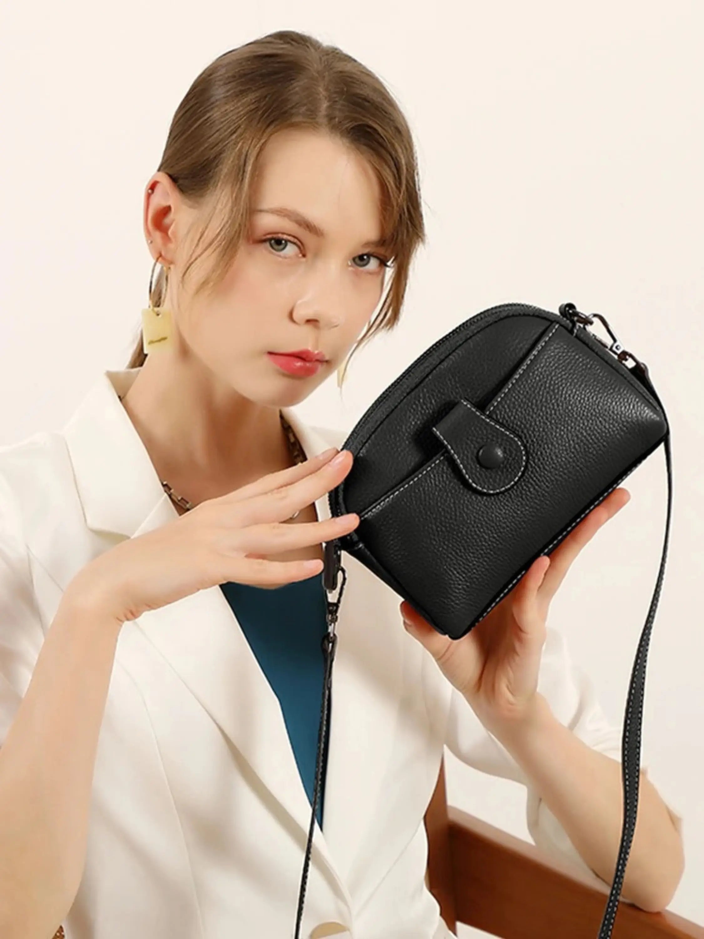 Crossbody Bag with Snap-Button Pocket