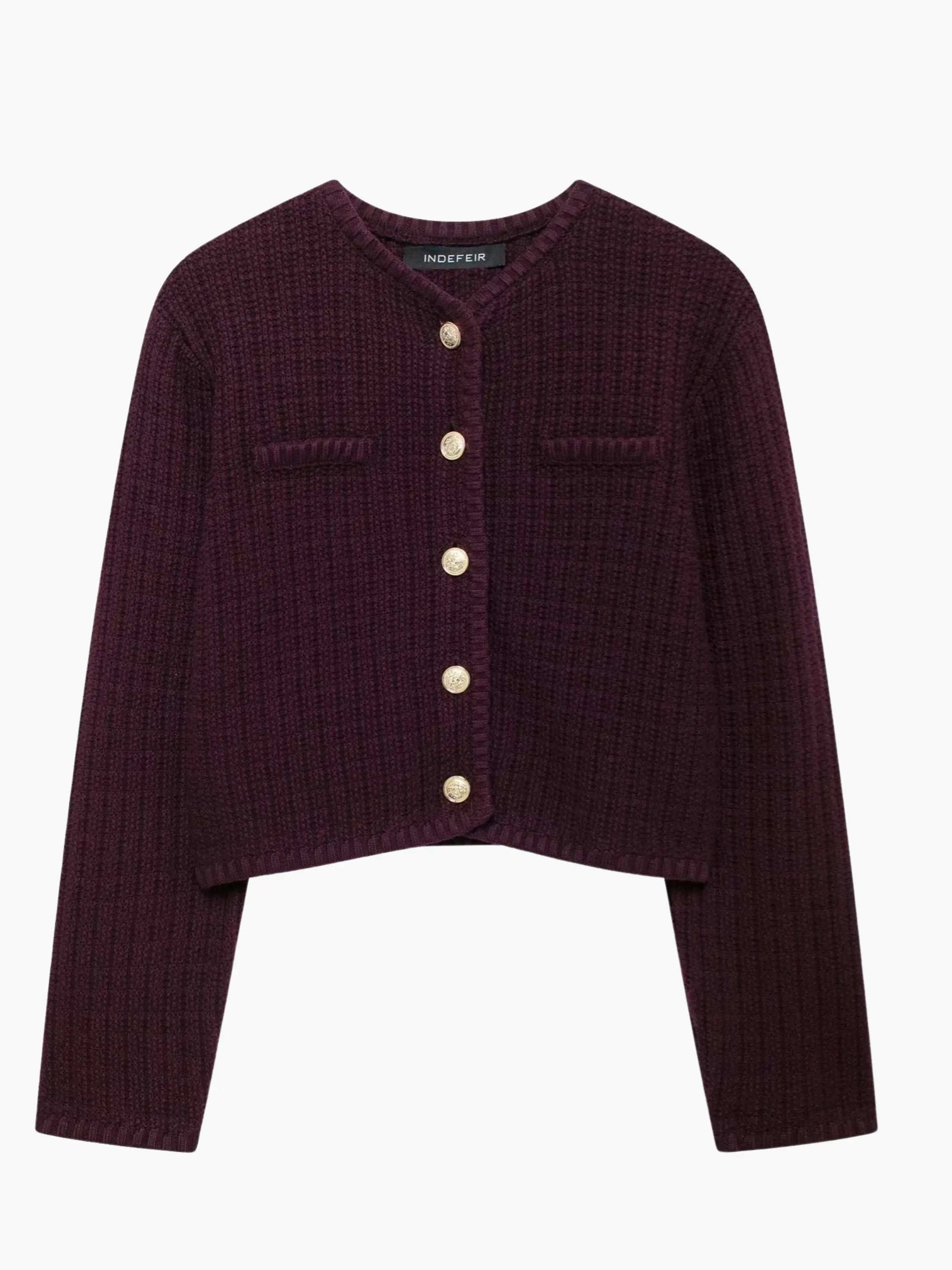 Textured Knit Cardigan with Gold Buttons