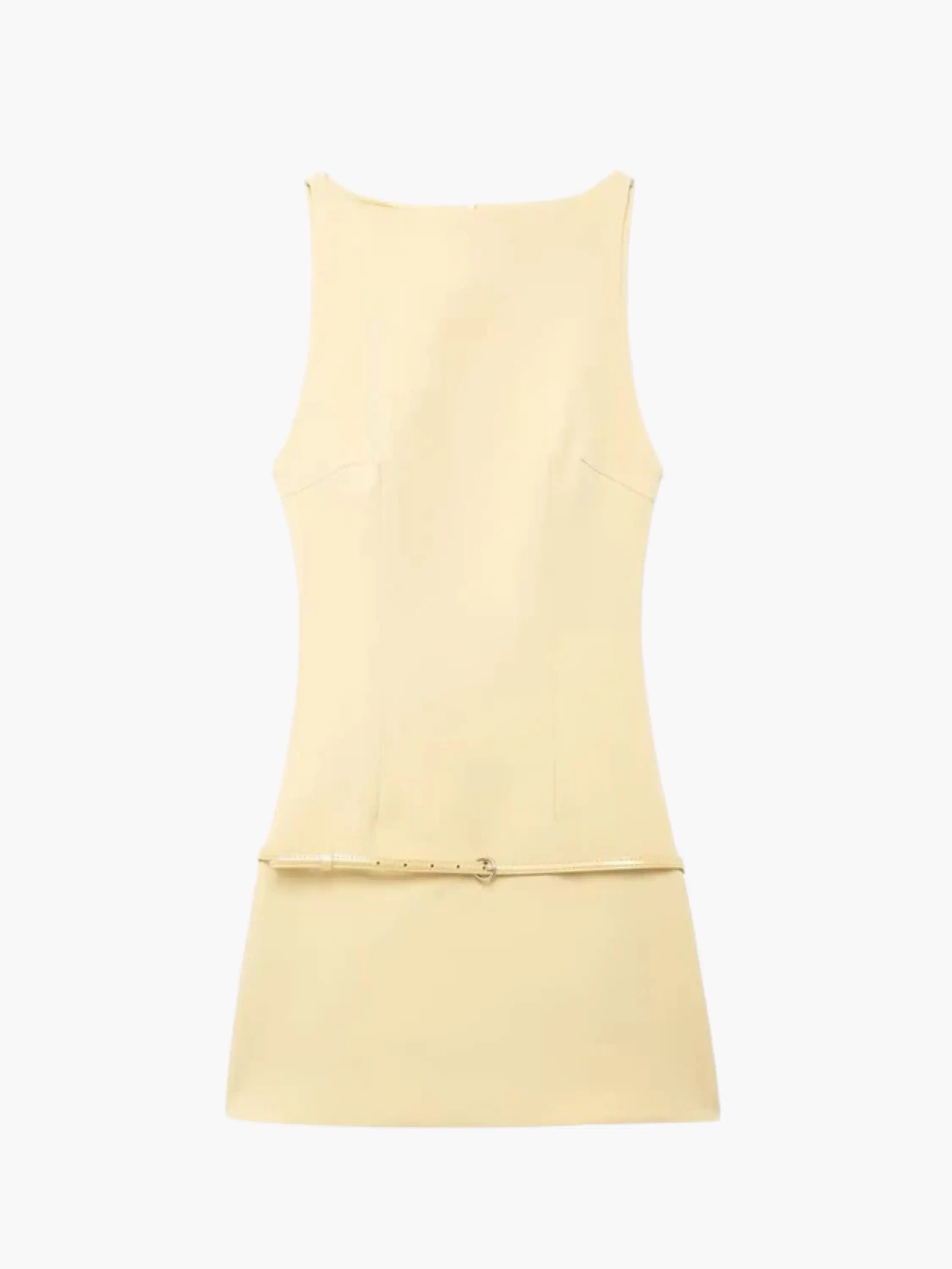 Belted Sleeveless Mini Dress - Sleek and Modern