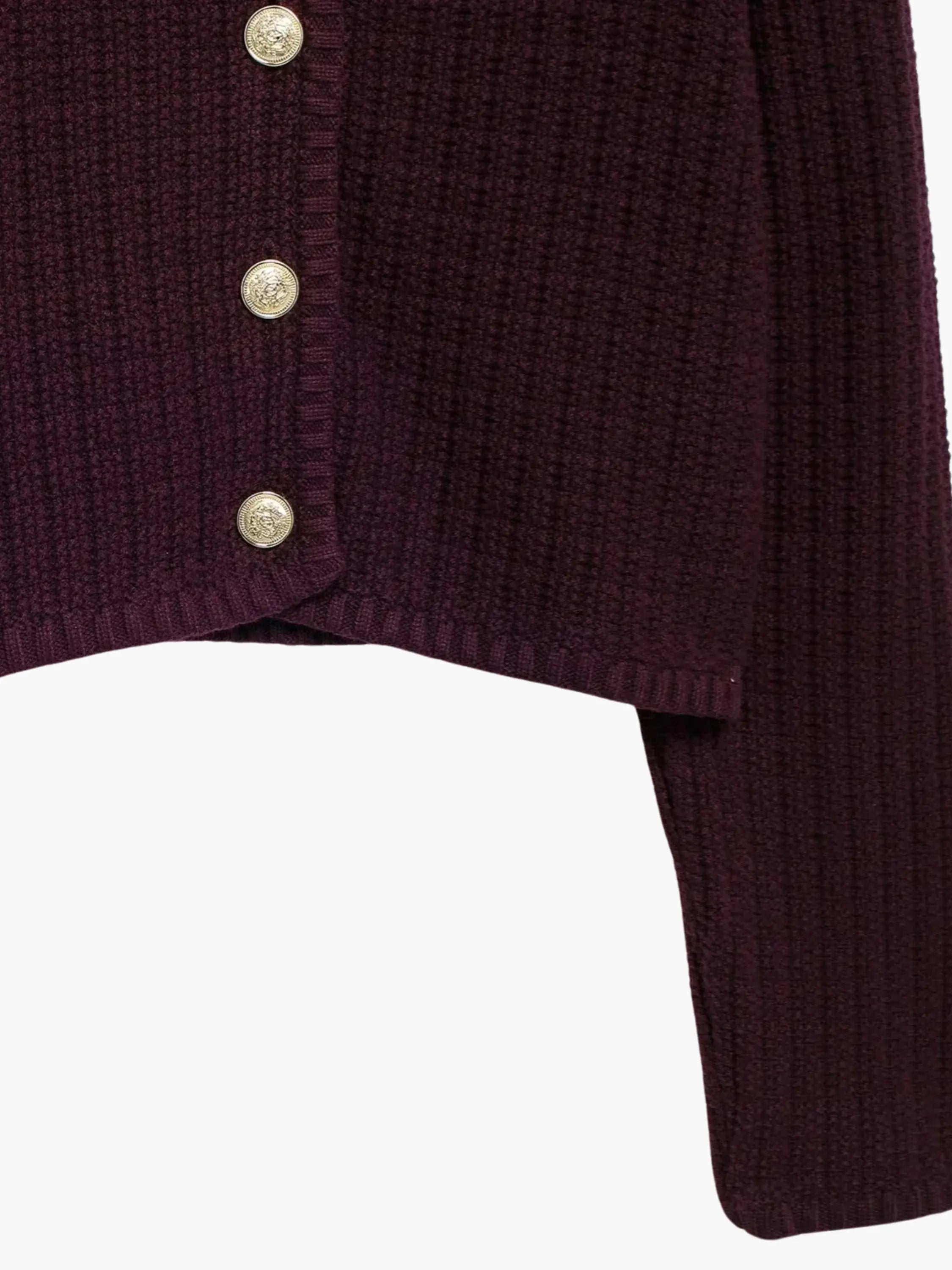 Textured Knit Cardigan with Gold Buttons