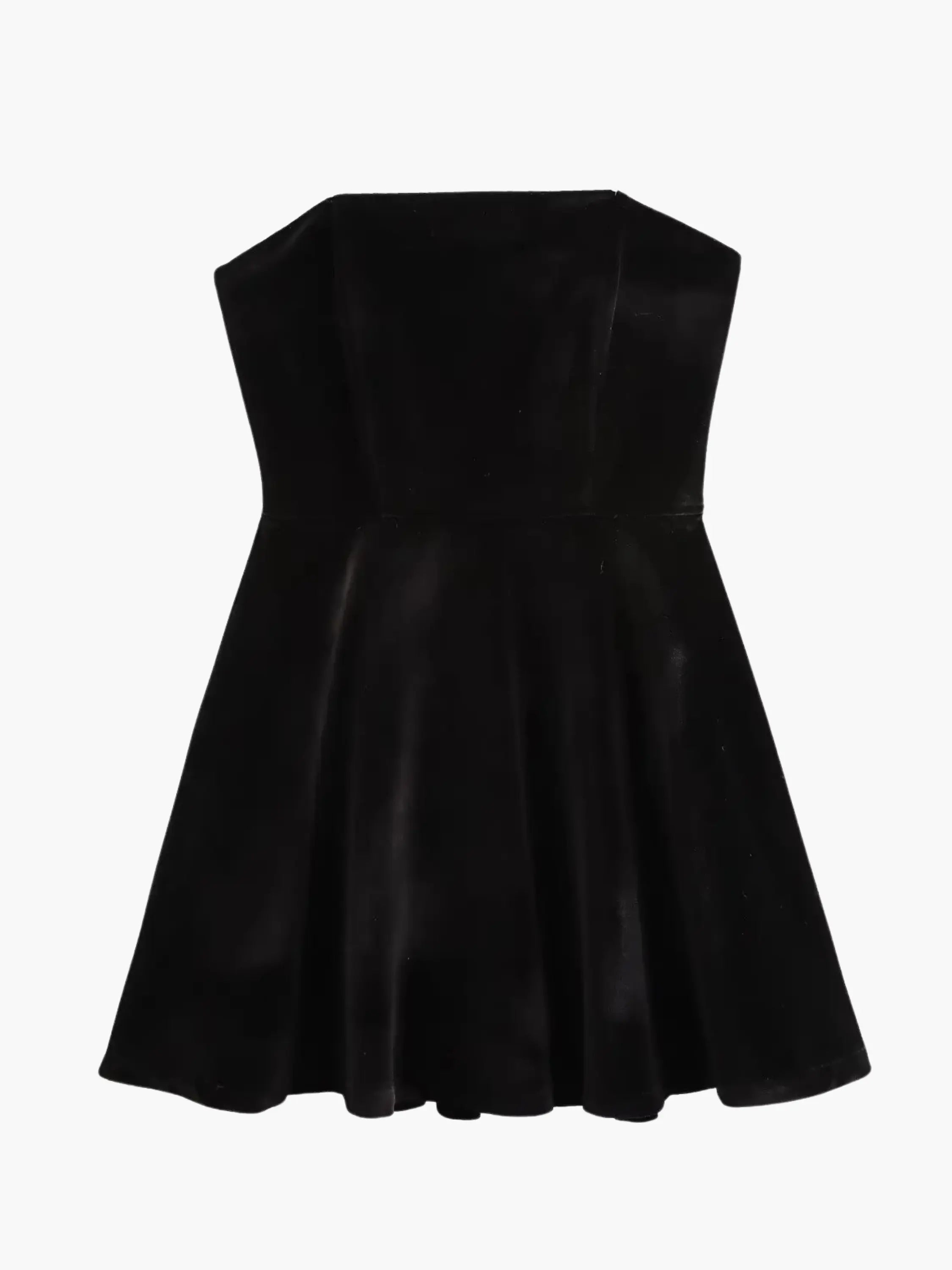 Classic Black Velvet Strapless Dress