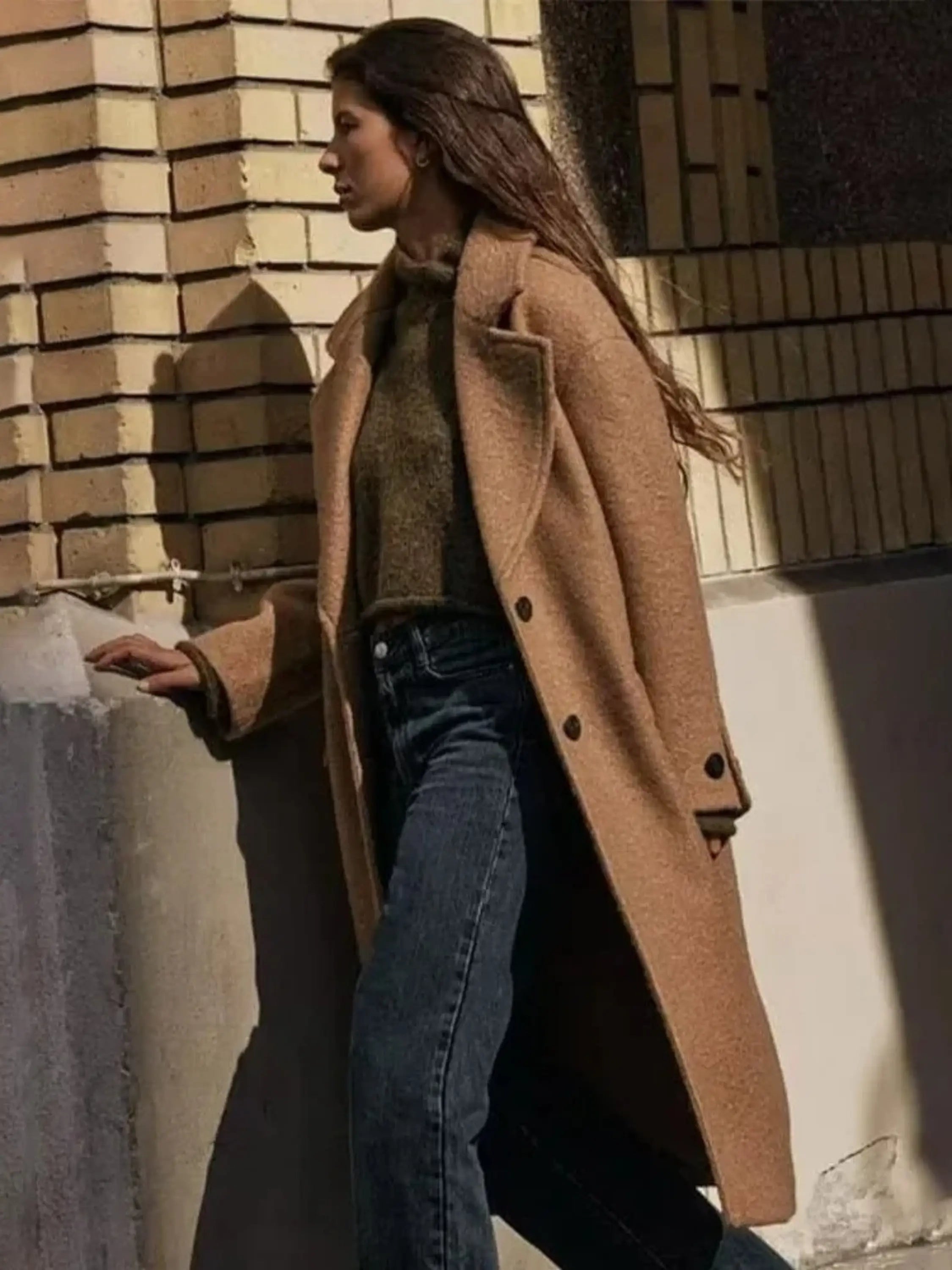 Oversized Camel Wool-Blend Coat