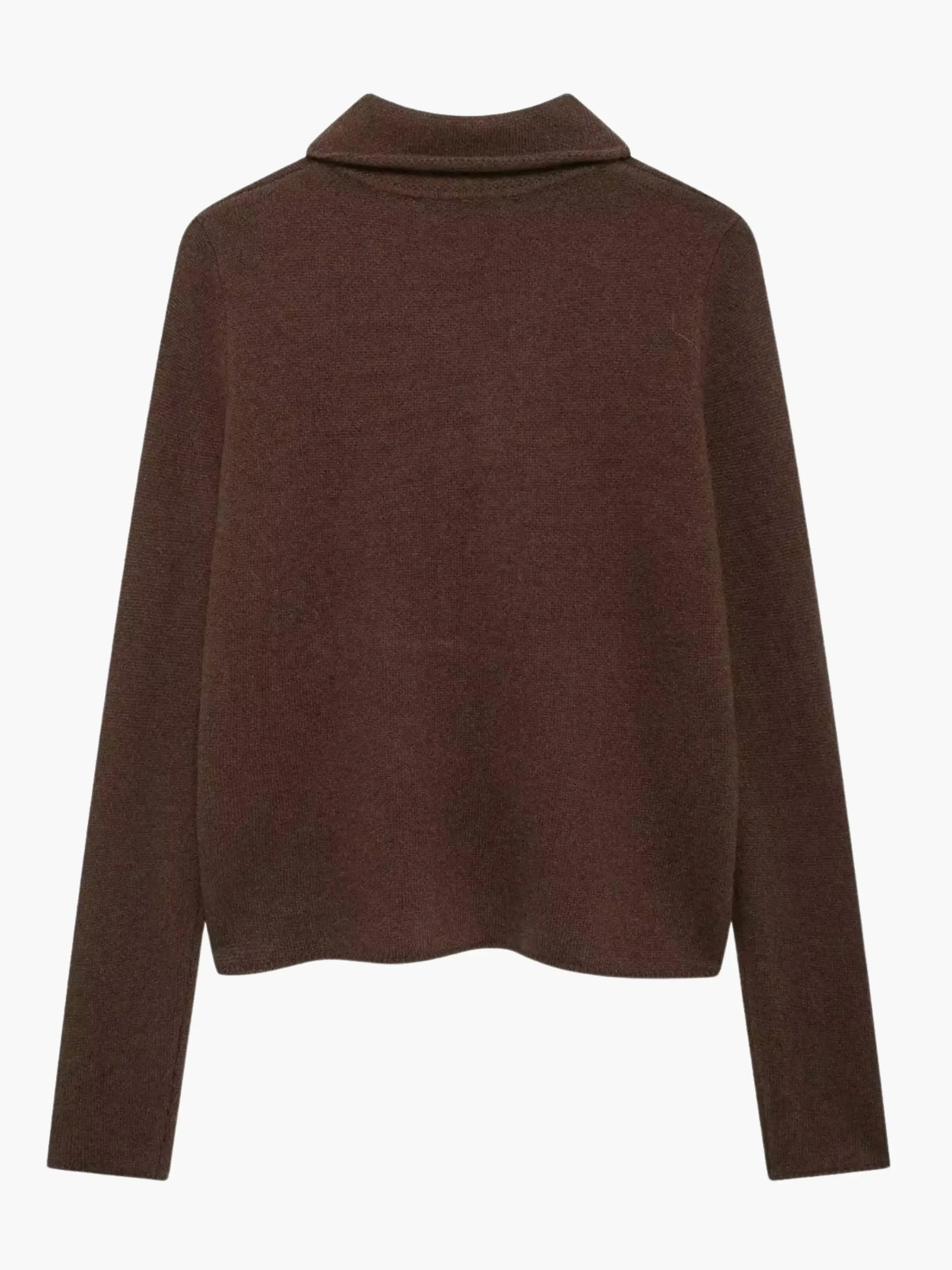 Double-Breasted Knit Jacket with Lapel Collar