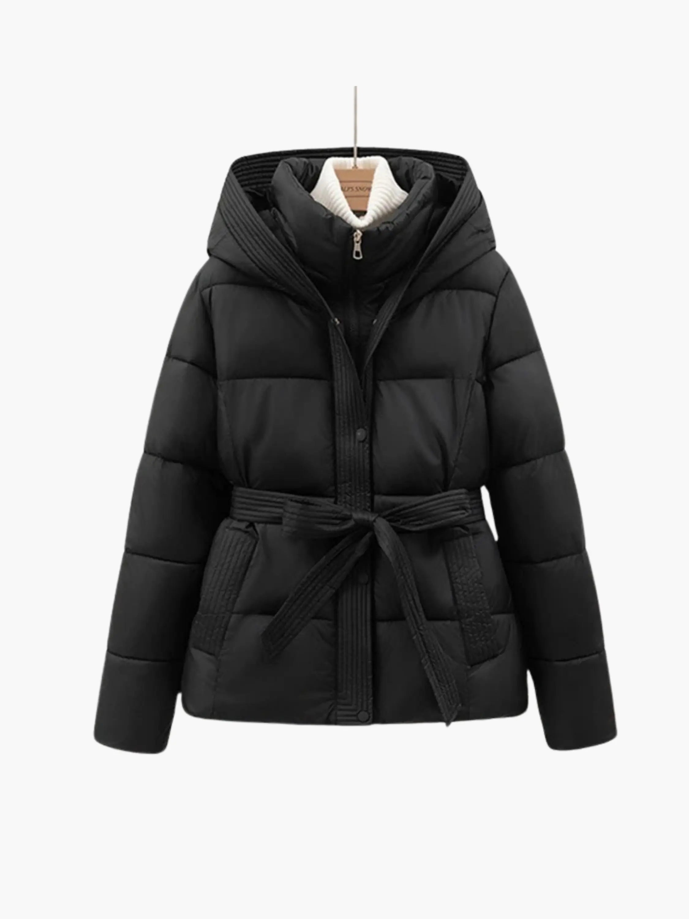 Belted Hooded Puffer Jacket
