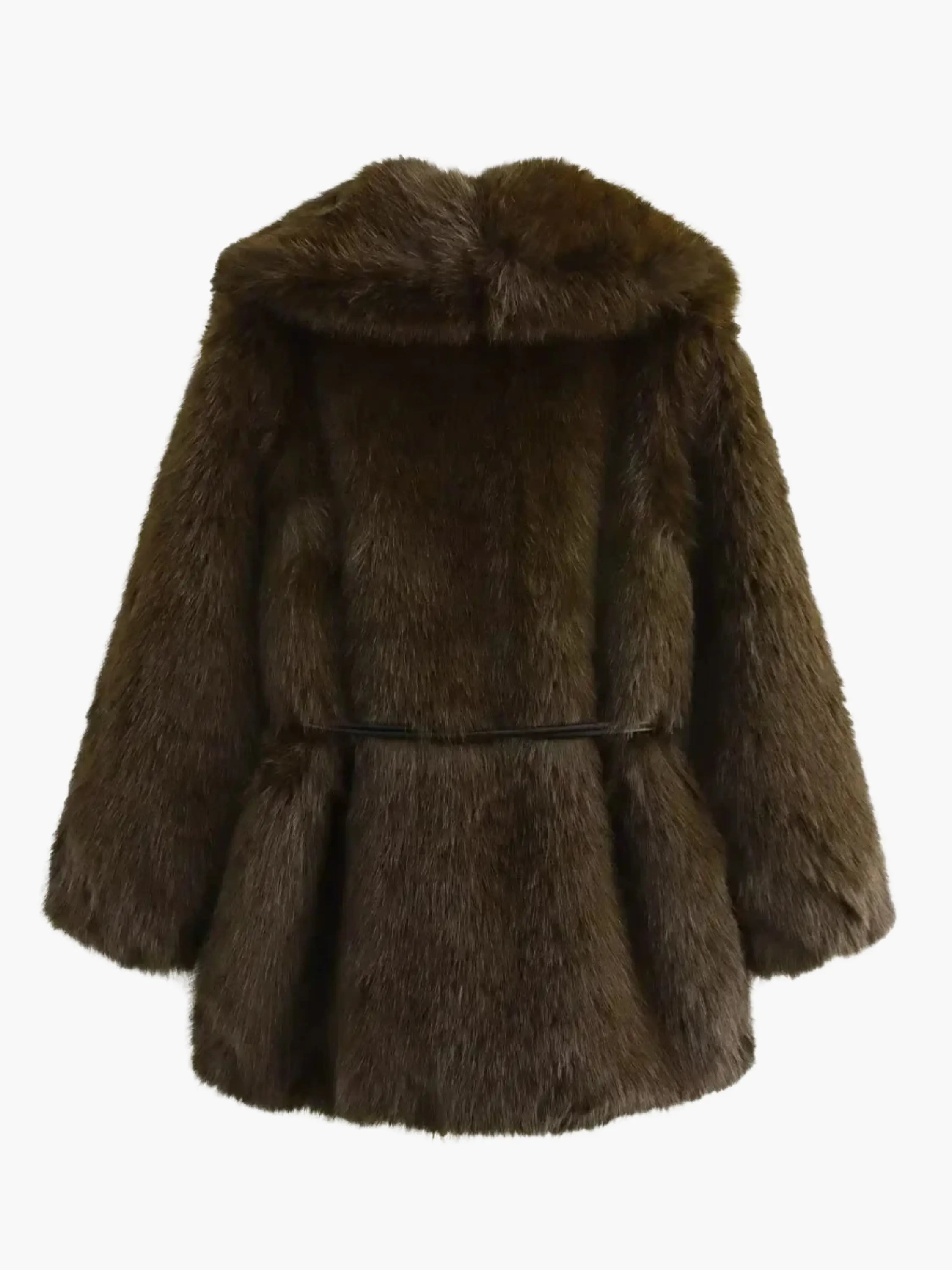 Luxurious Faux Fur Coat with Belted Waist