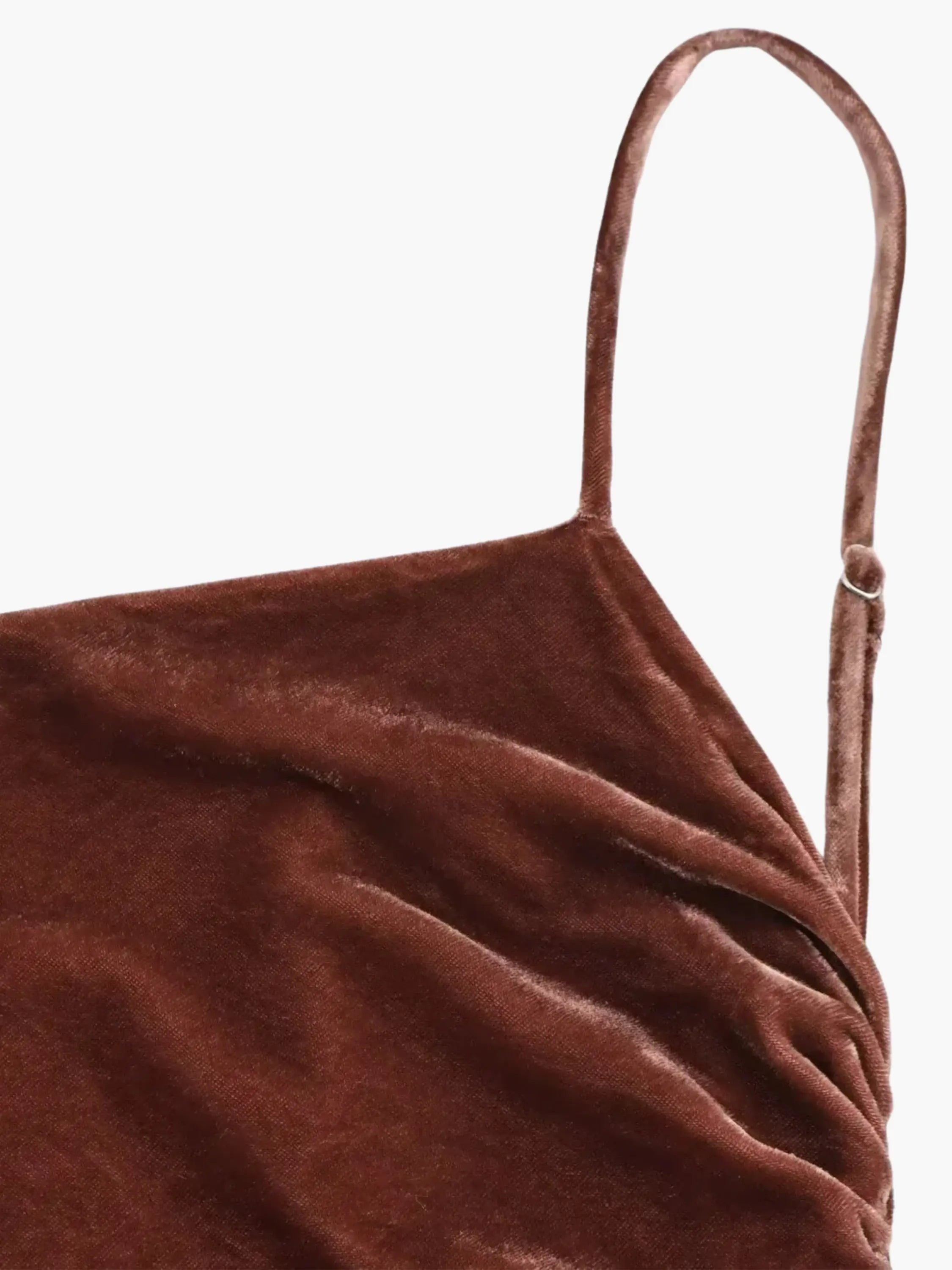 Luxurious Brown Satin Draped Cowl Neck Maxi Dress