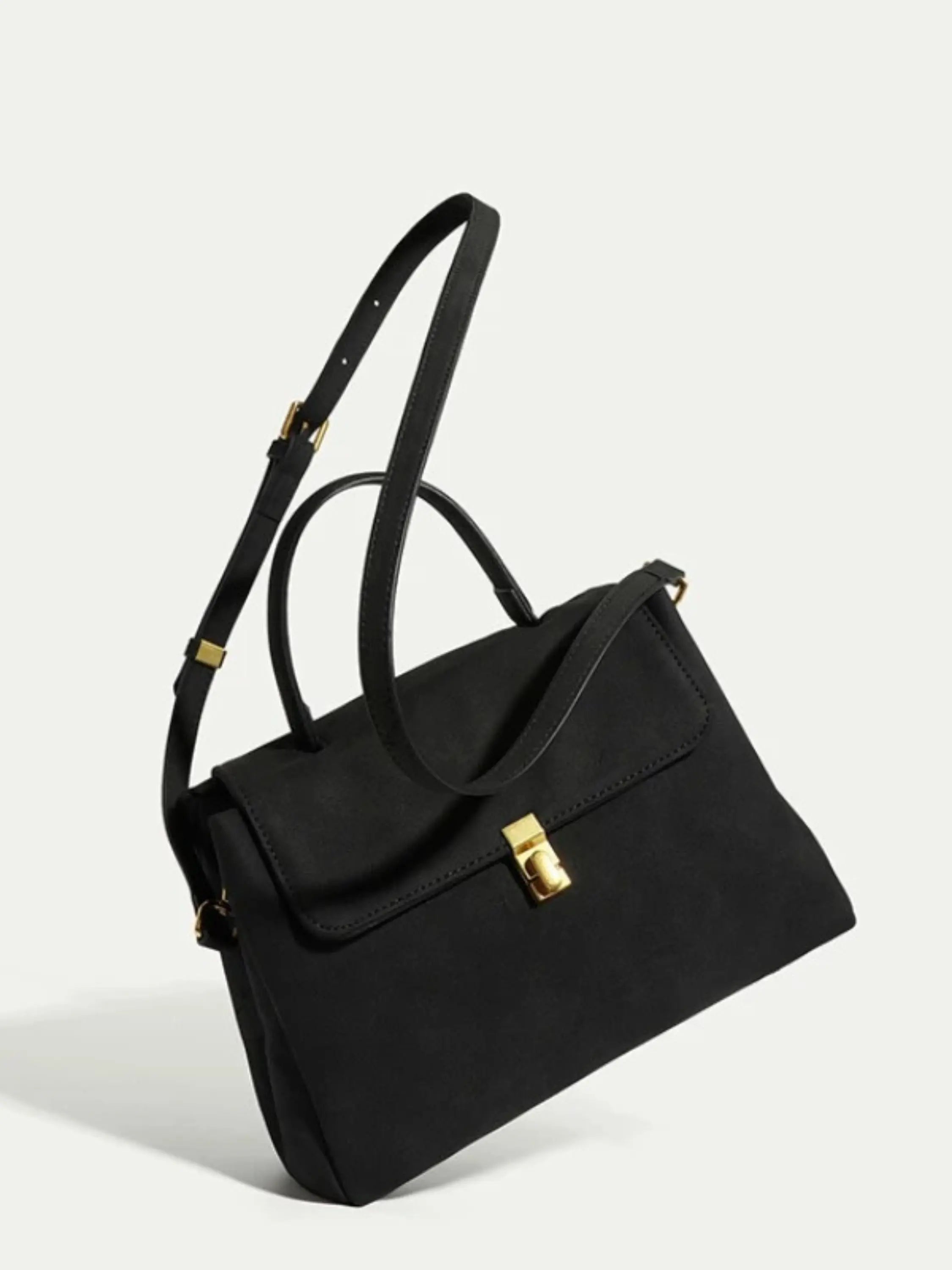 Elegant Suede Handbag – with Shoulder Strap