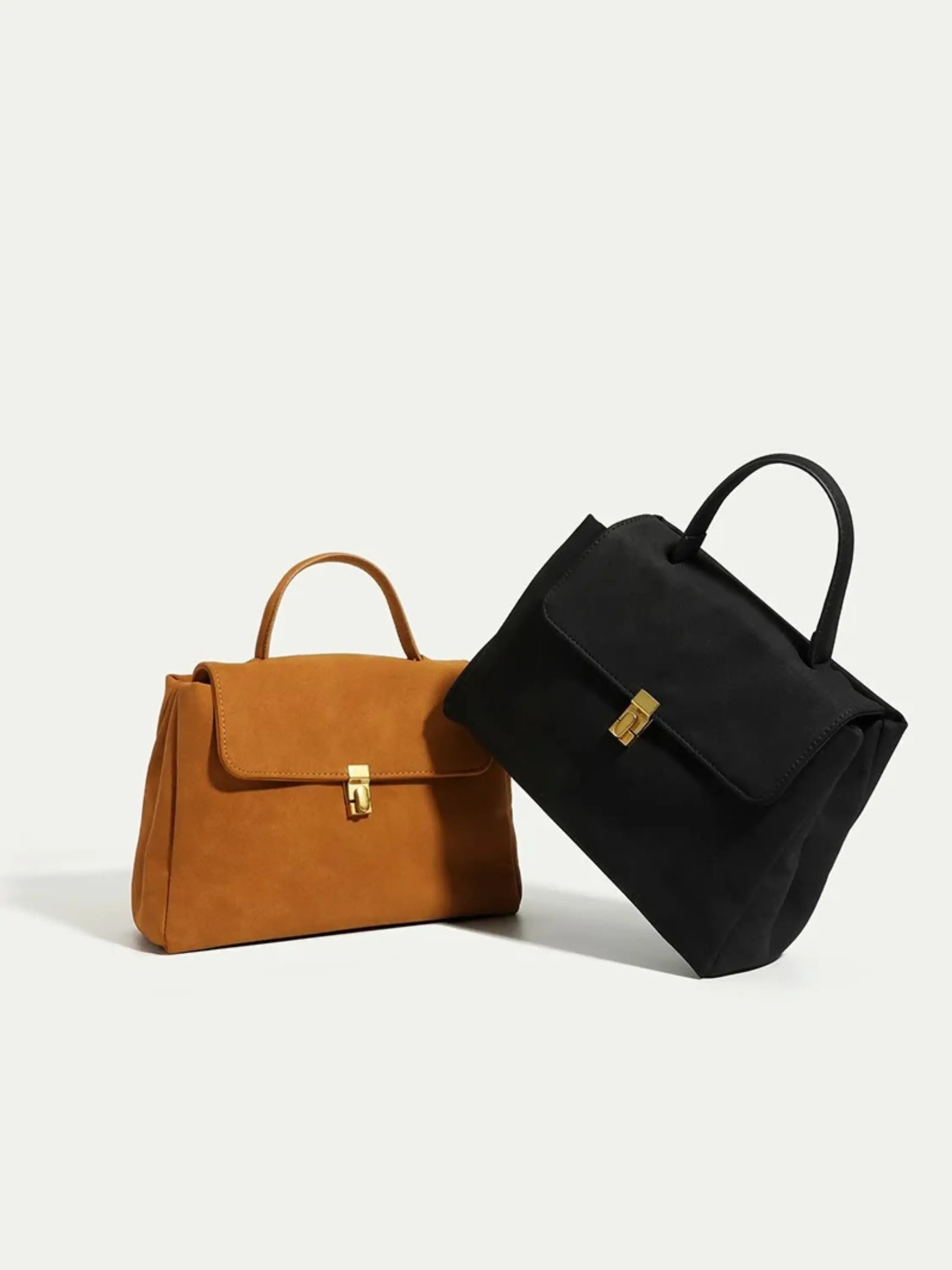 Elegant Suede Handbag – with Shoulder Strap