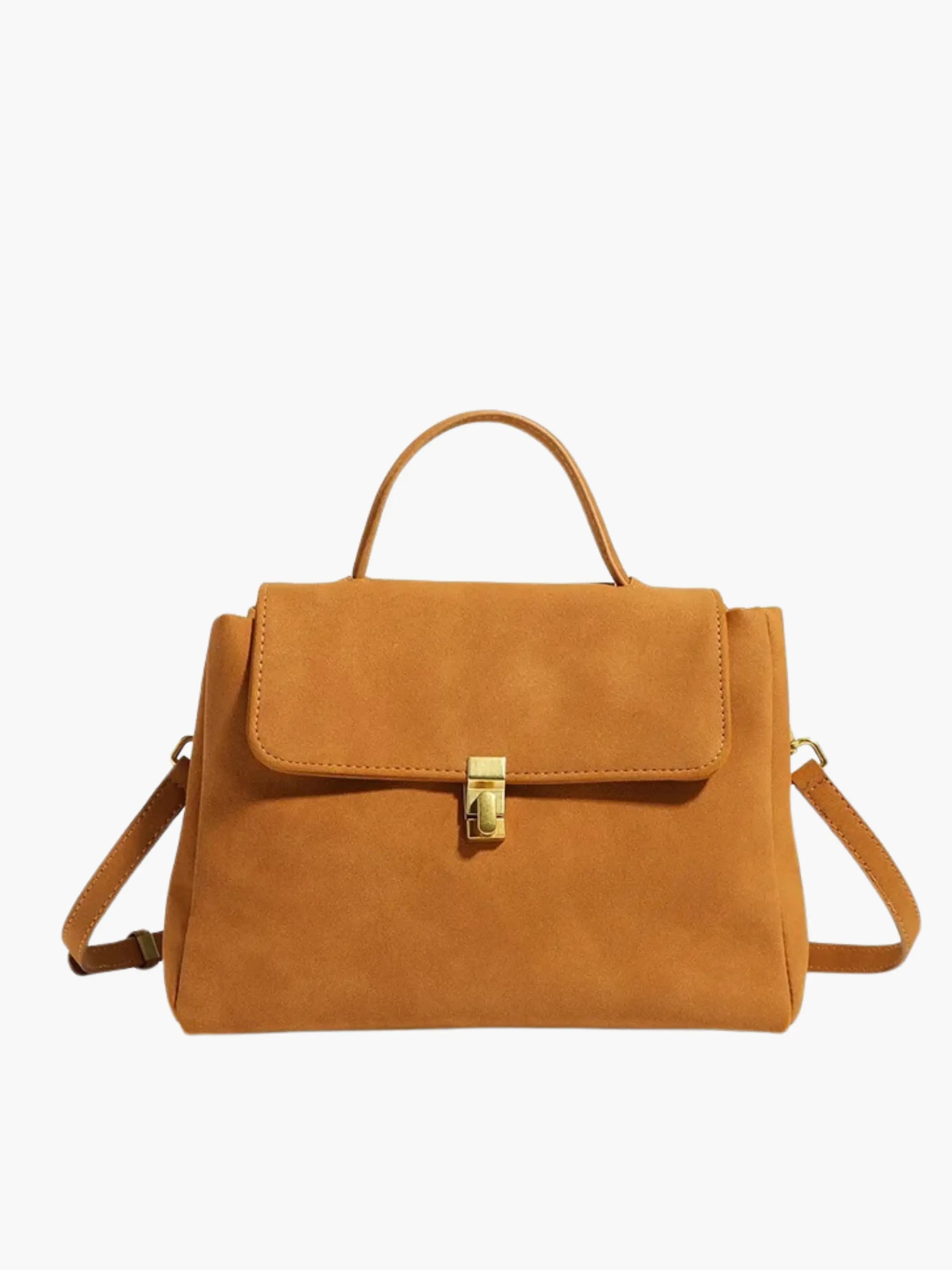 Elegant Suede Handbag – with Shoulder Strap