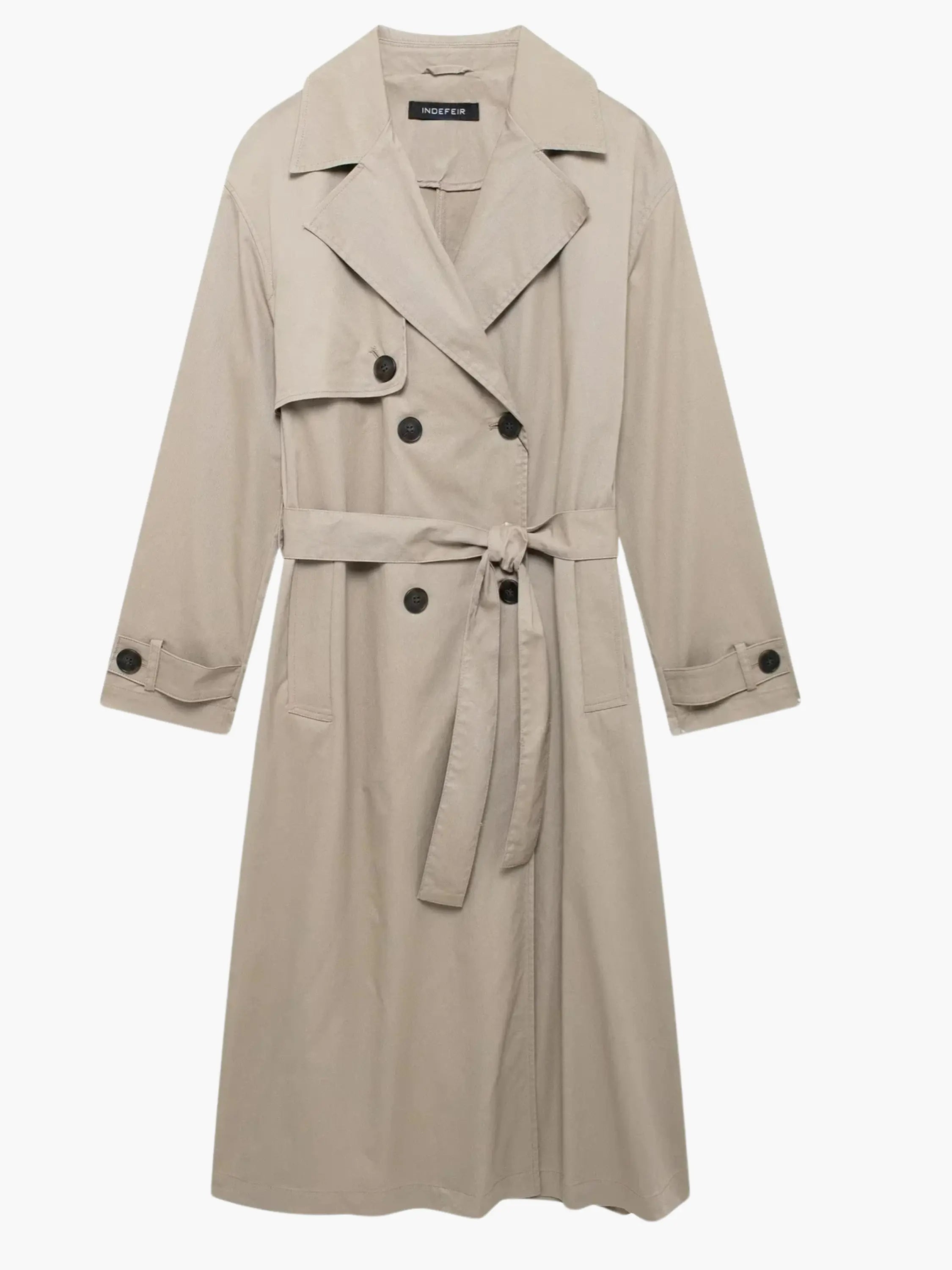 Classic Double-Breasted Trench Coat  -Timeless Elegance