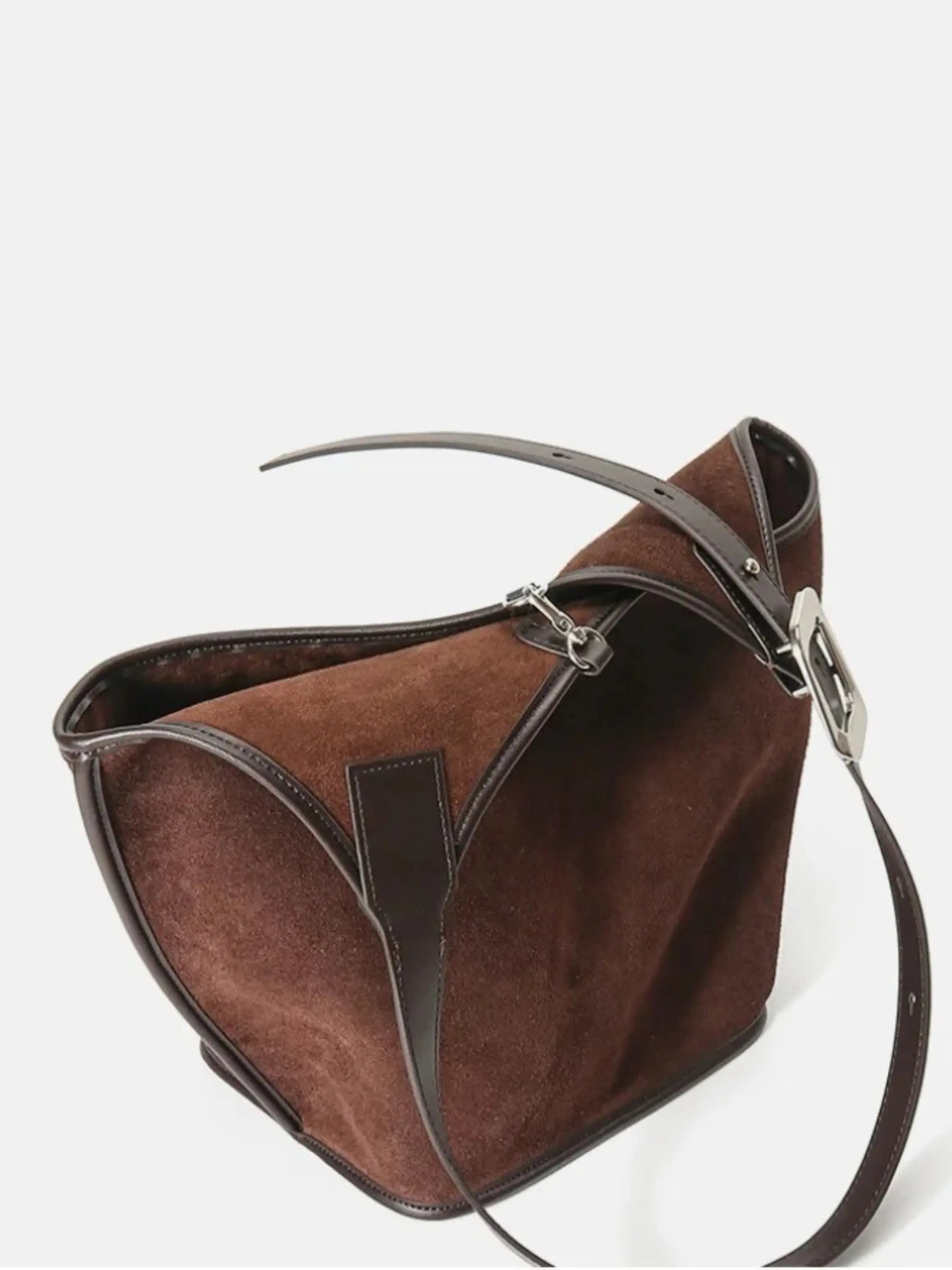 Suede Bucket Schoulder bag with Leather Strap