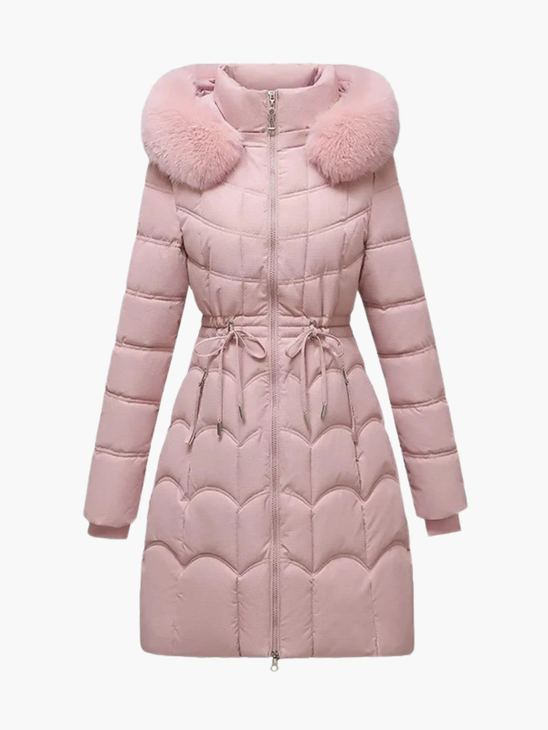 Longline Puffer Coat with Fur-Lined Hood