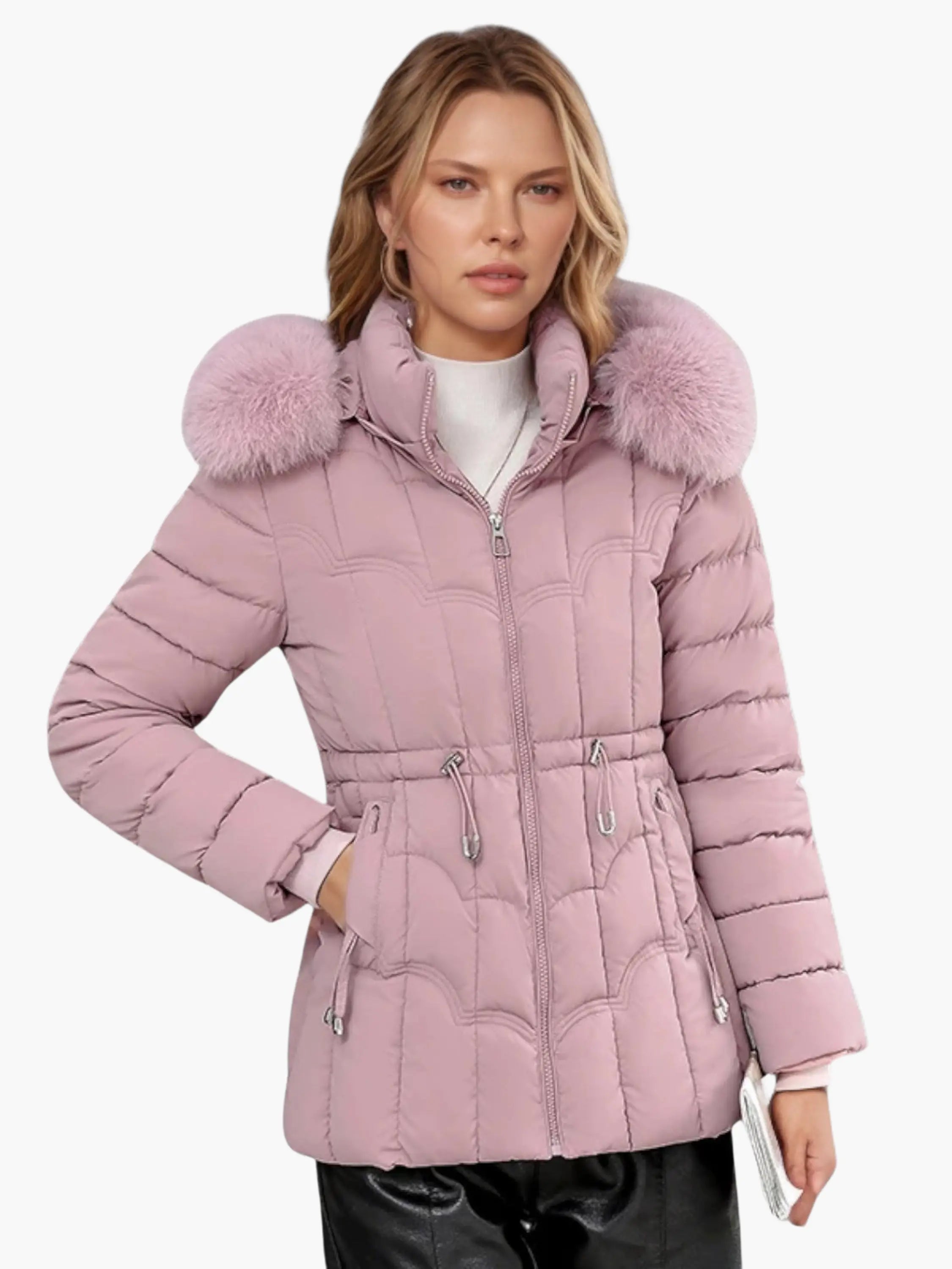 Longline Puffer Coat with Fur-Lined Hood