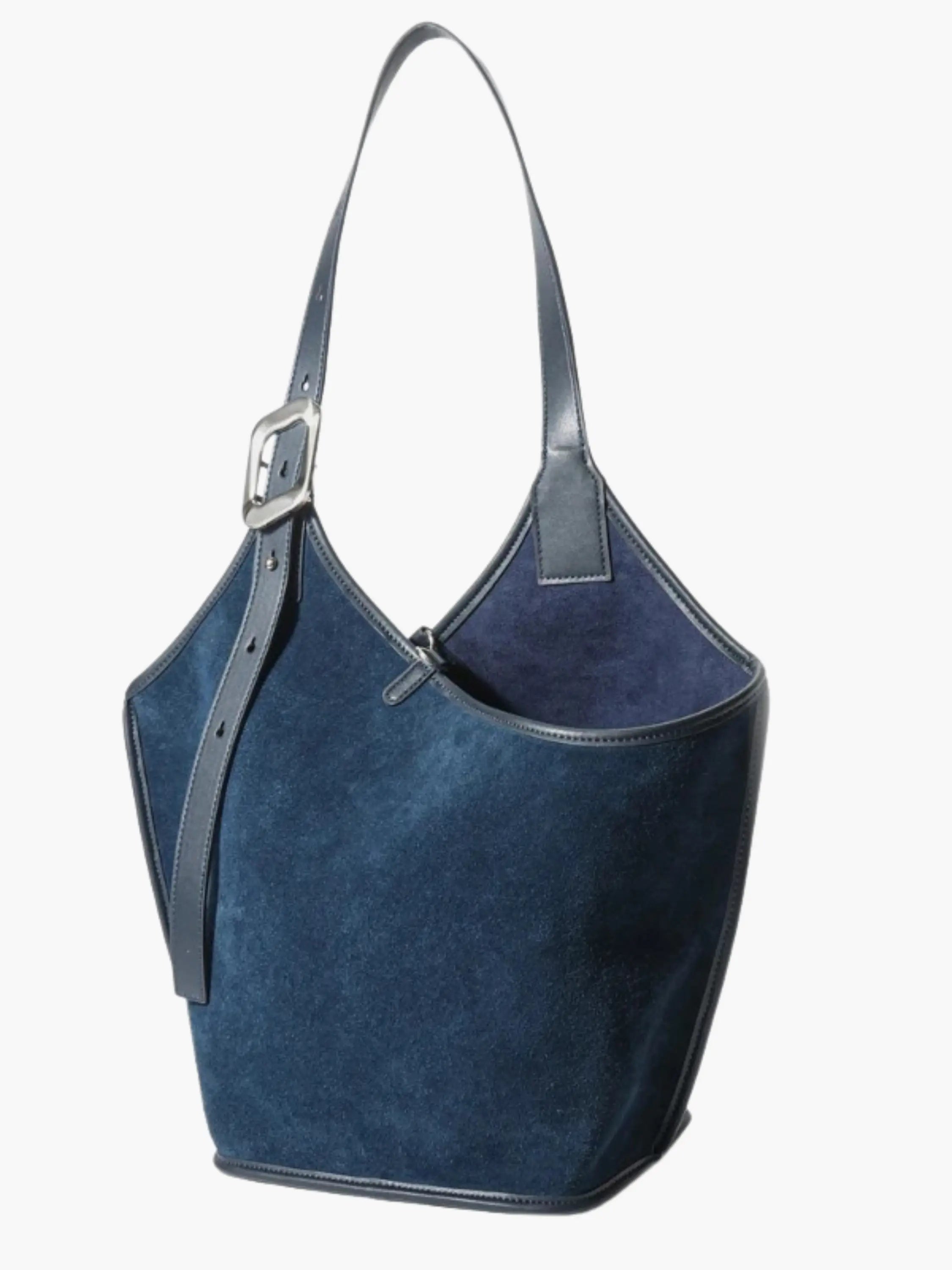 Suede Bucket Schoulder bag with Leather Strap