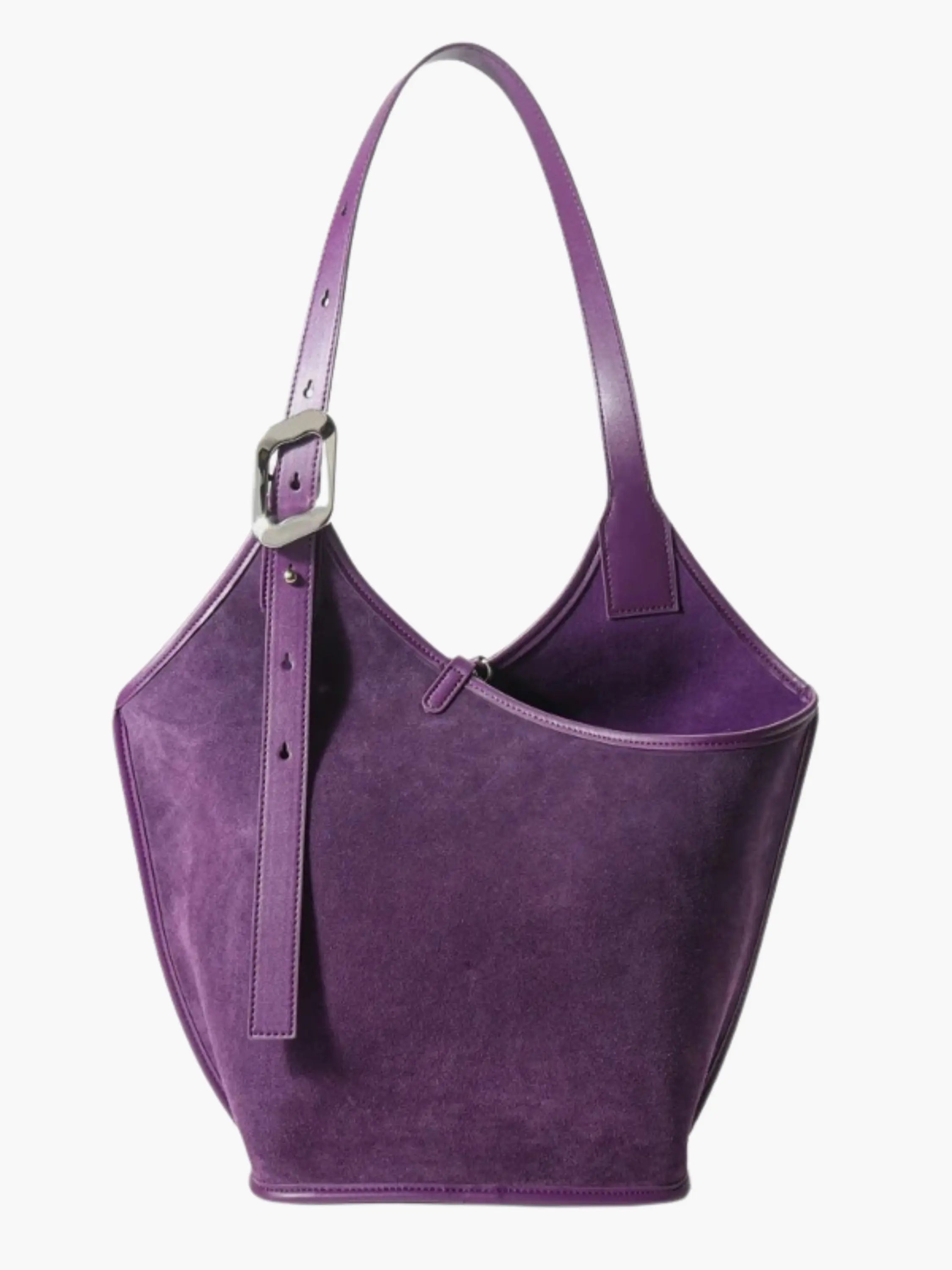 Suede Bucket Schoulder bag with Leather Strap