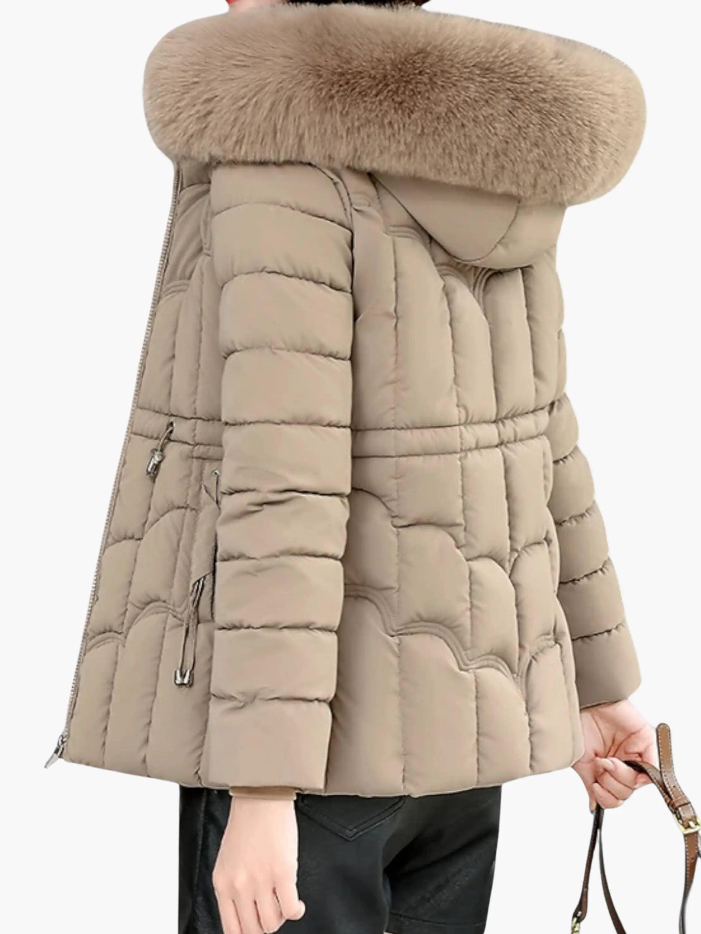 Longline Puffer Coat with Fur-Lined Hood