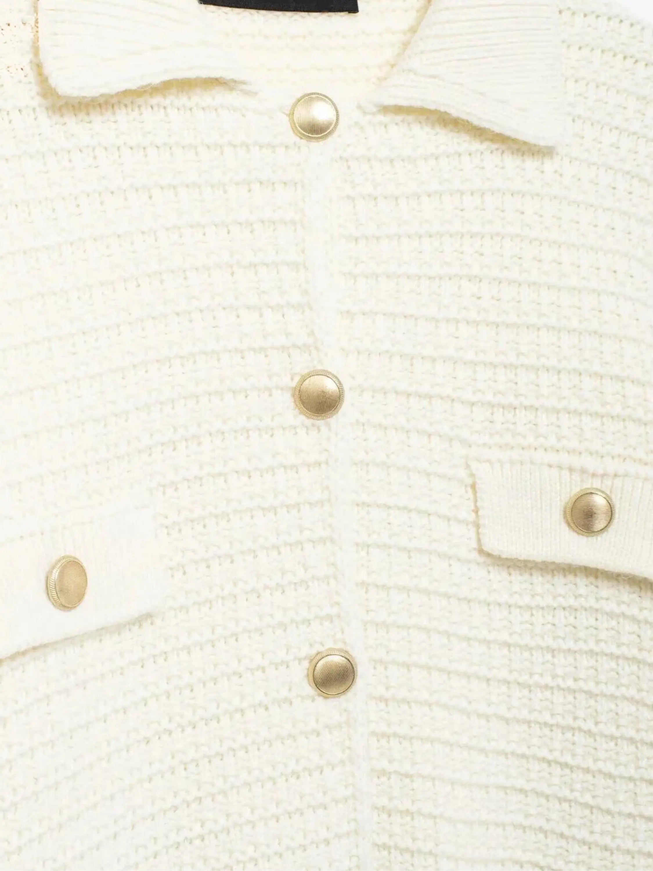 Textured Button-Up Knit Cardigan with Collar