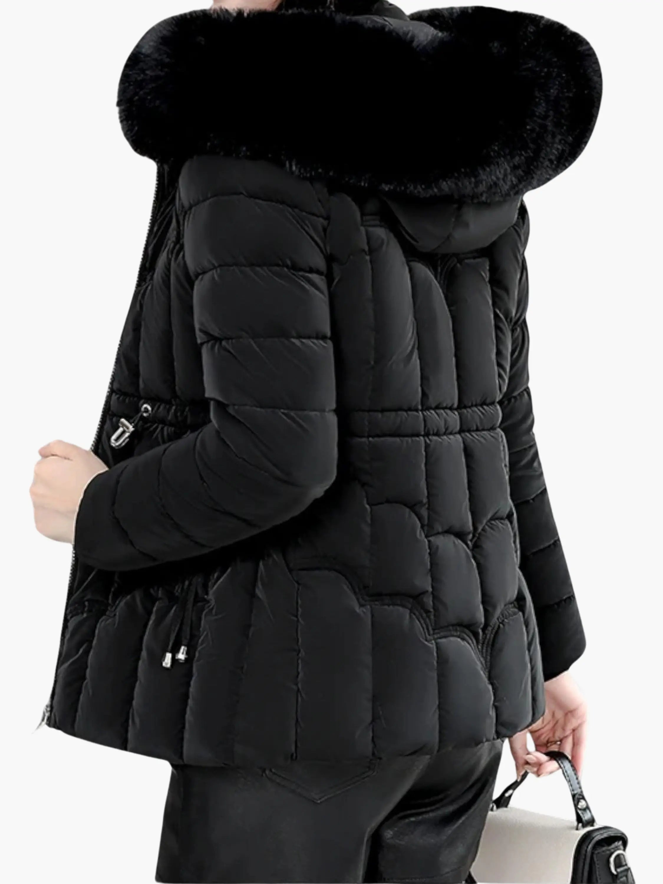 Longline Puffer Coat with Fur-Lined Hood