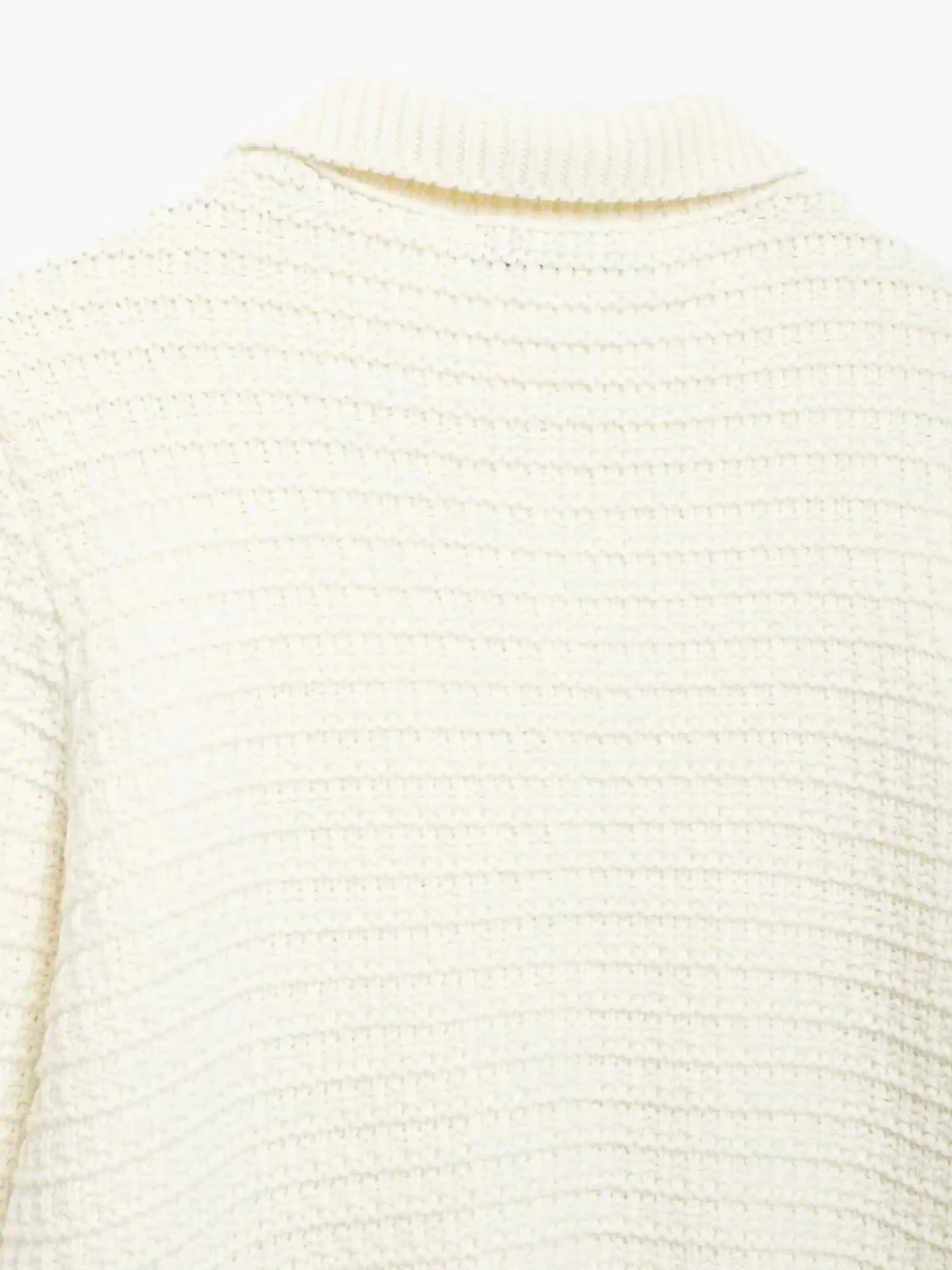 Textured Button-Up Knit Cardigan with Collar