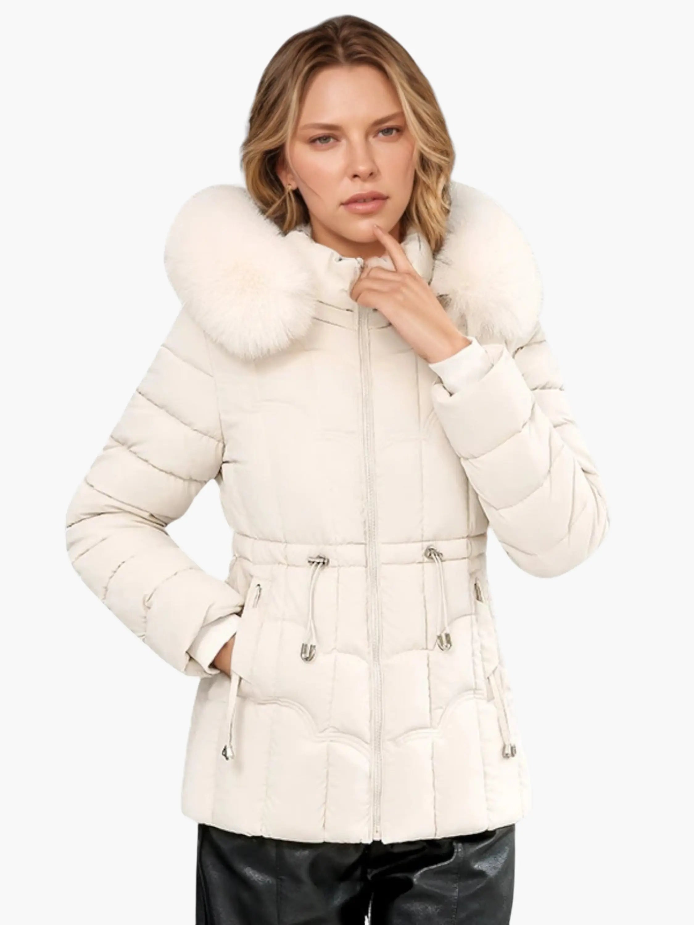 Longline Puffer Coat with Fur-Lined Hood