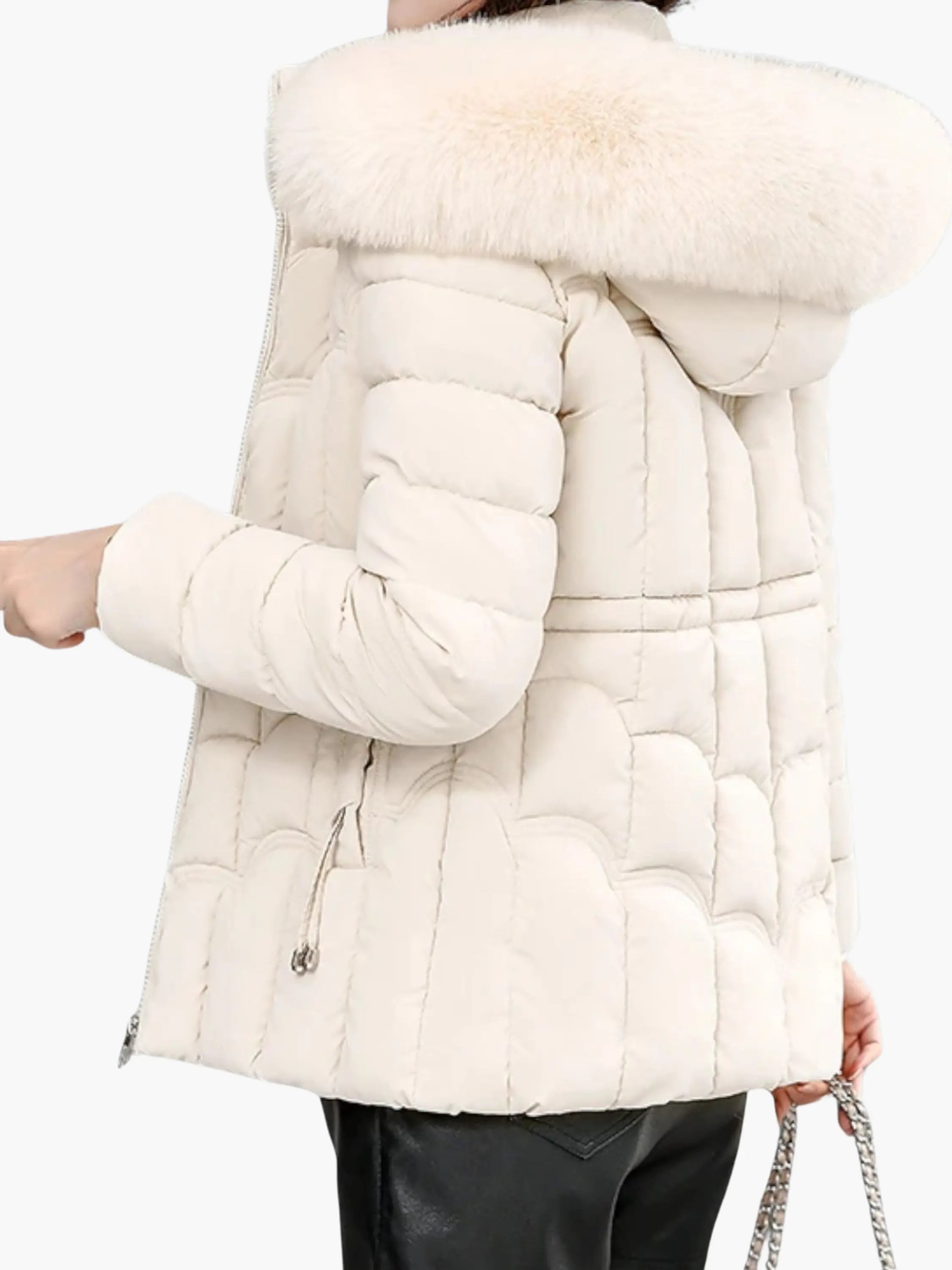 Longline Puffer Coat with Fur-Lined Hood