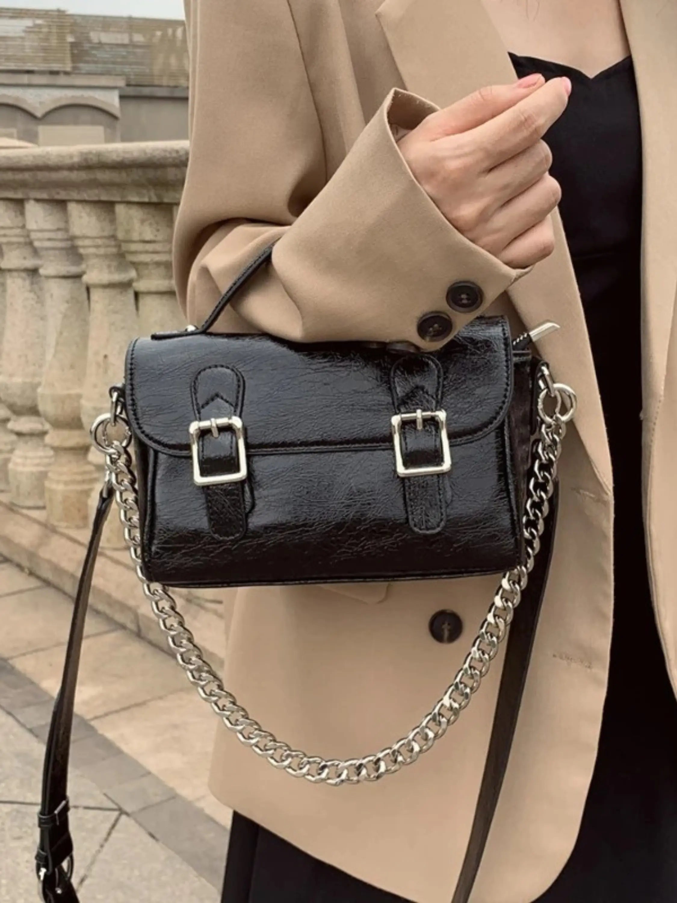 Chic Buckle-Detail Crossbody Bag