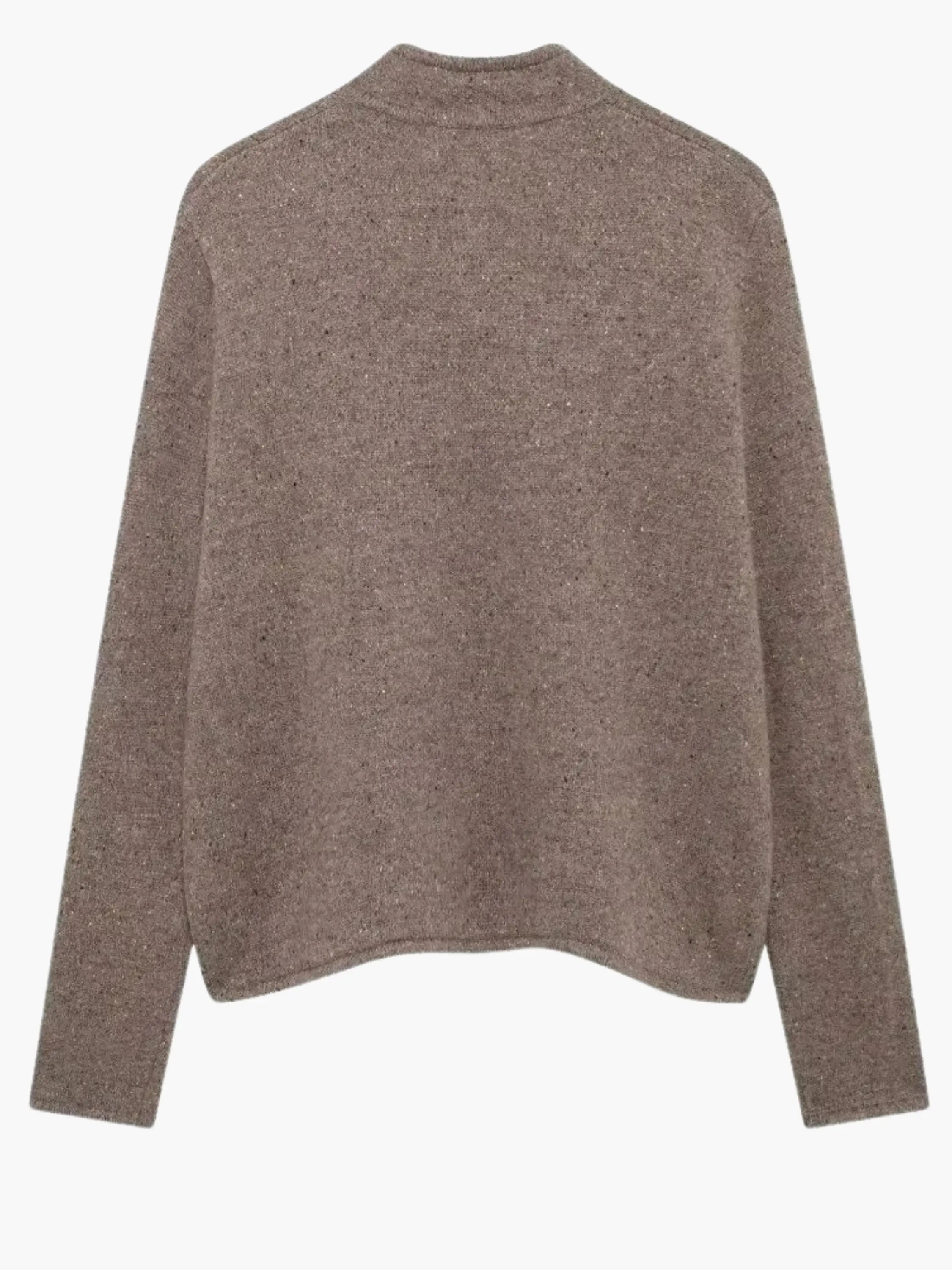 Open-Front Knit Cardigan with High Collar