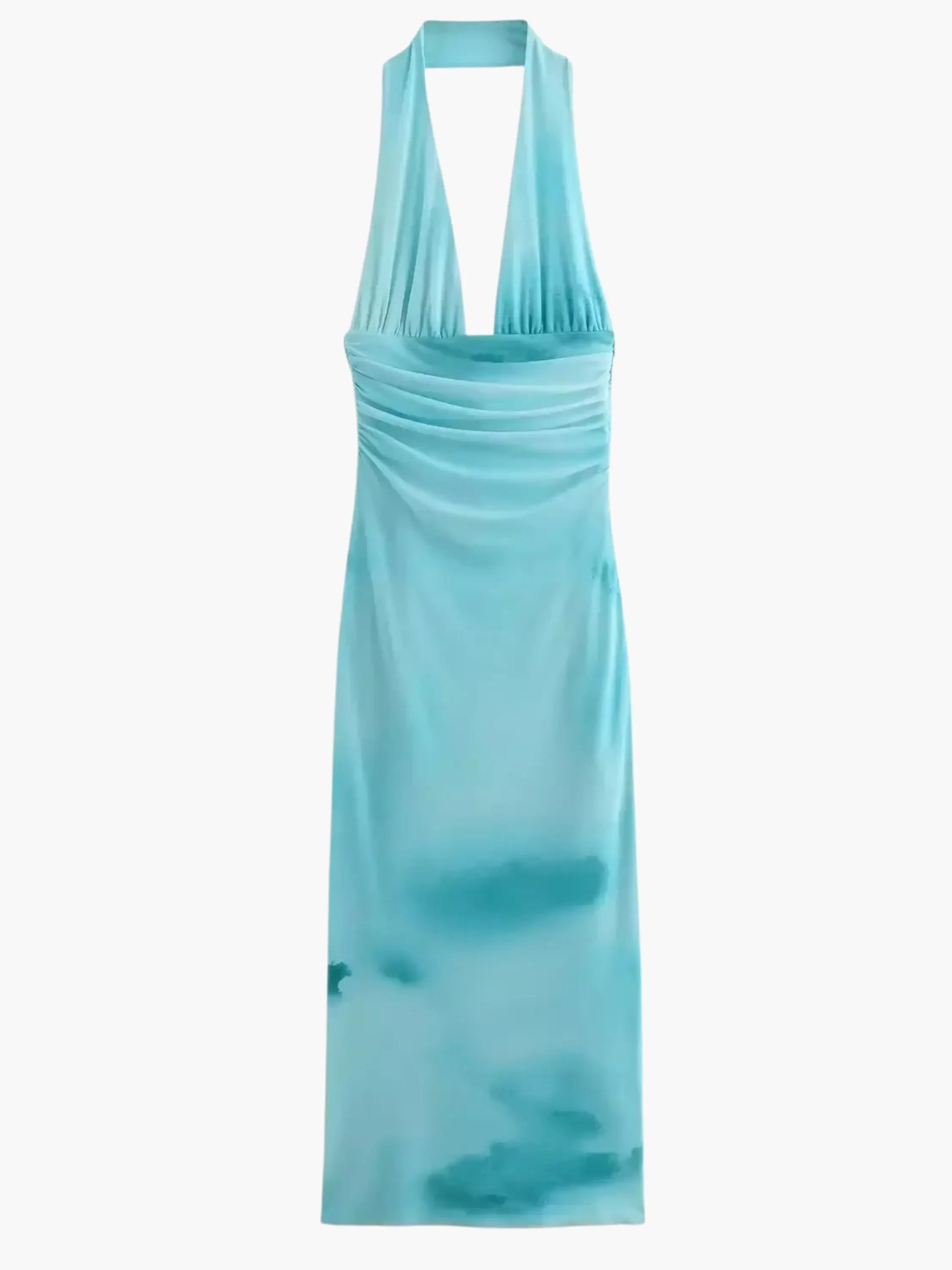 Elegant Watercolor Halter Maxi Dress