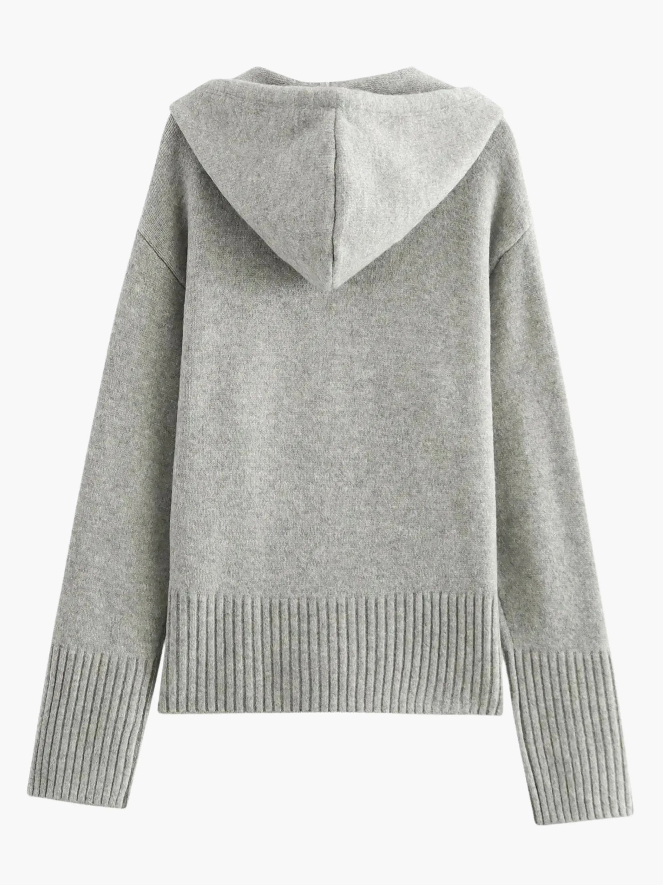 Hooded Zip-Up Knit Cardigan