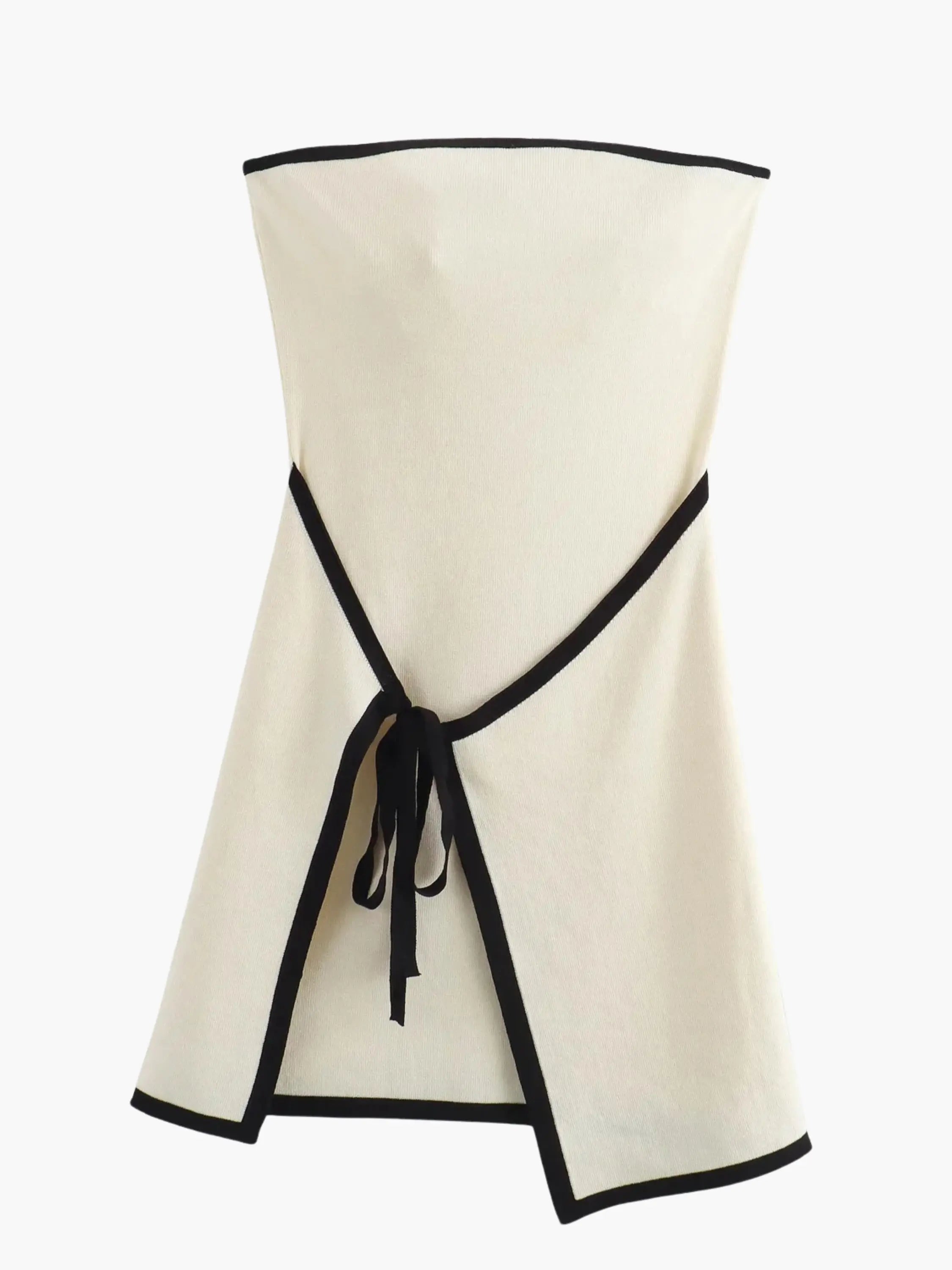 Strapless Two-Tone Mini Dress with Tie Detail