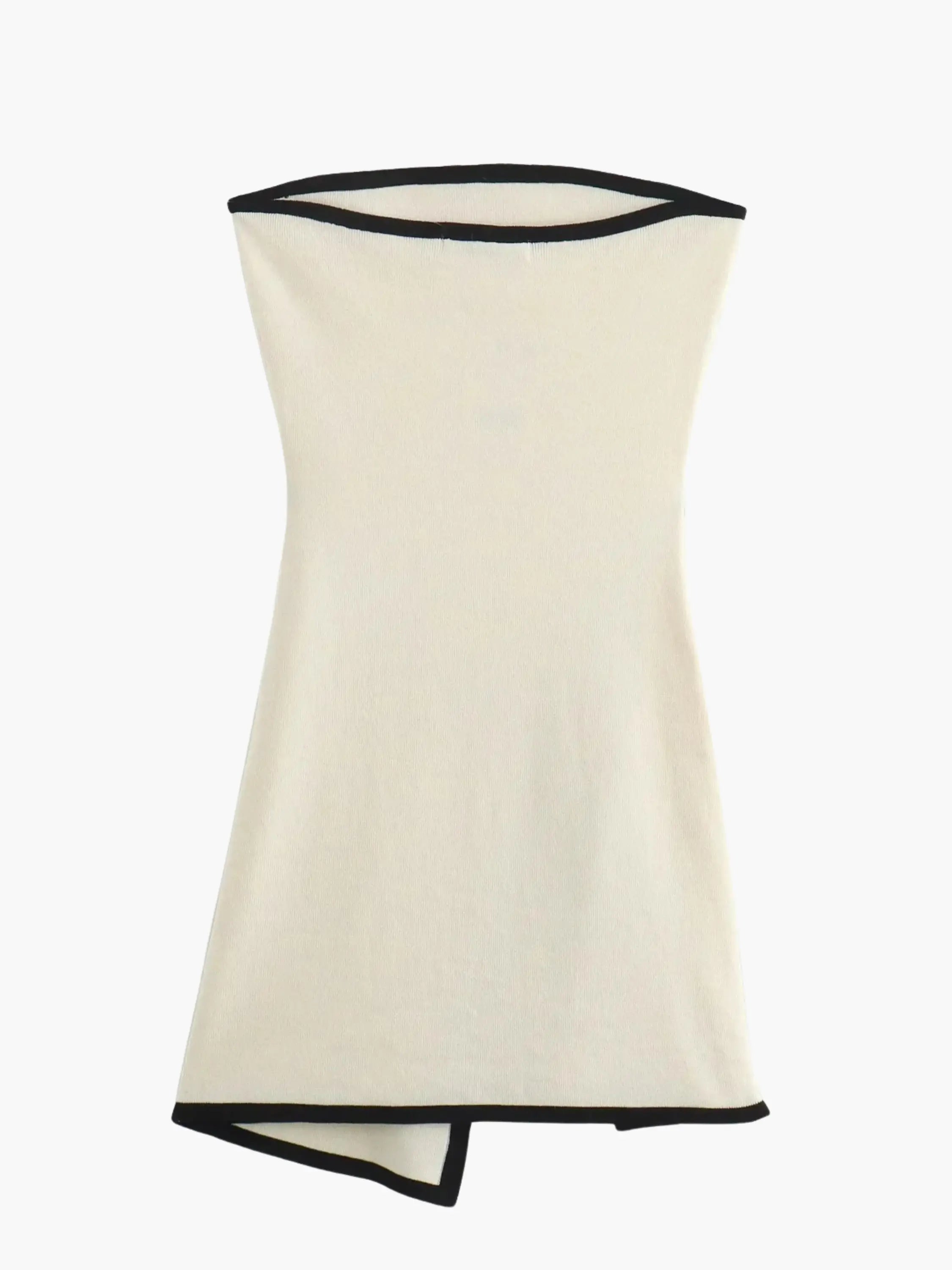 Strapless Two-Tone Mini Dress with Tie Detail