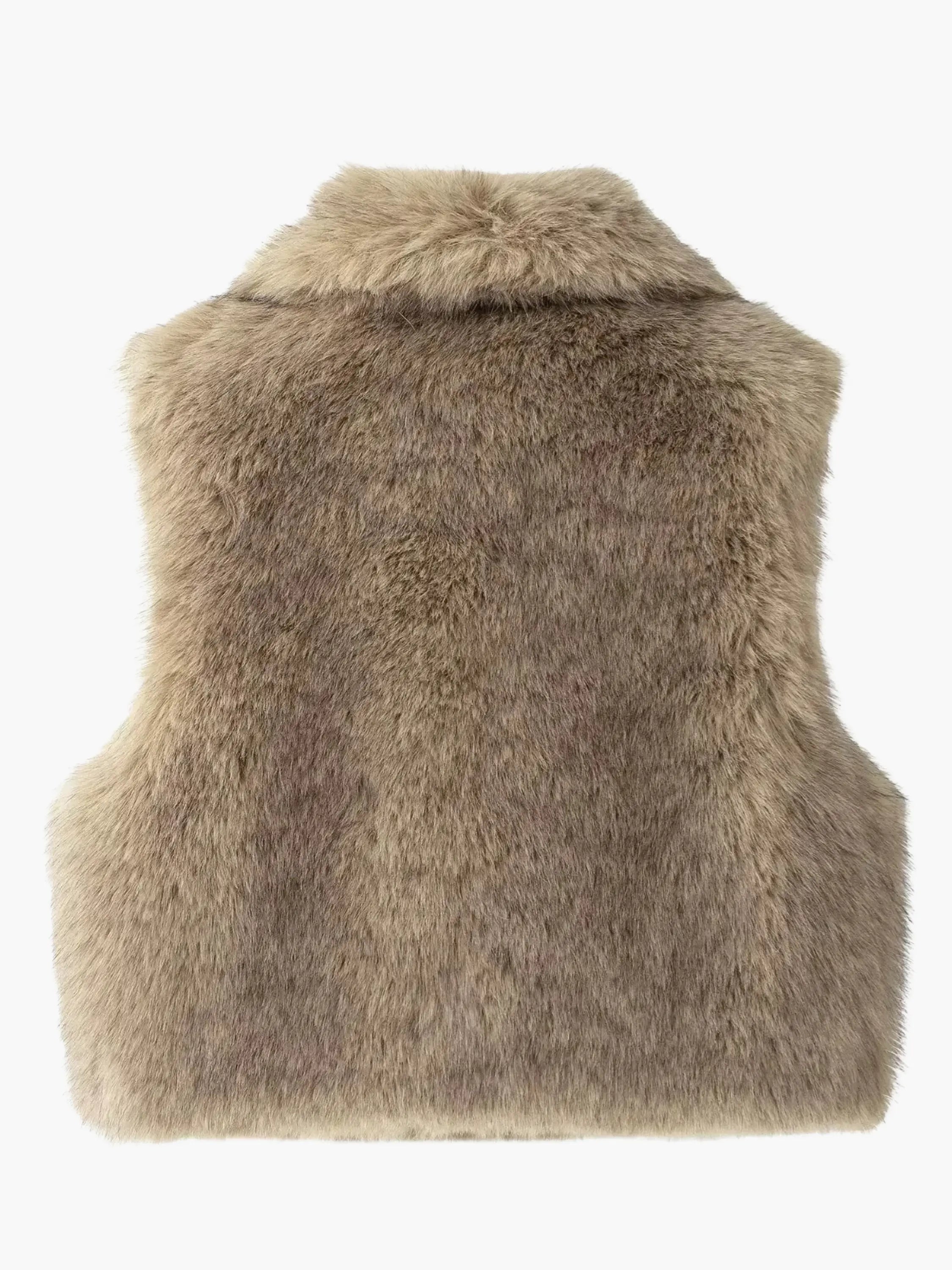 Plush Faux Fur Vest with Collar
