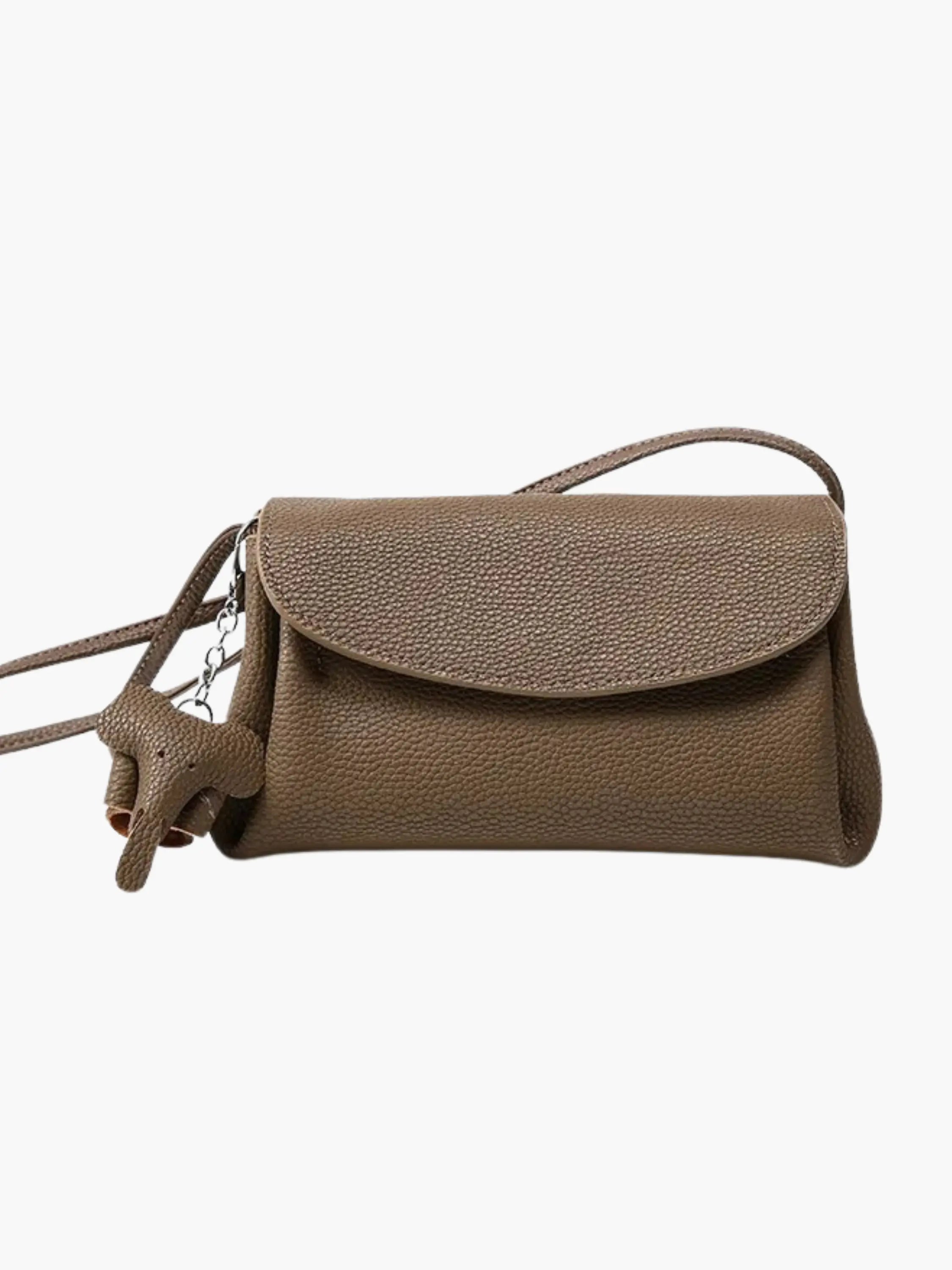 Compact Textured Leather Crossbody Bag