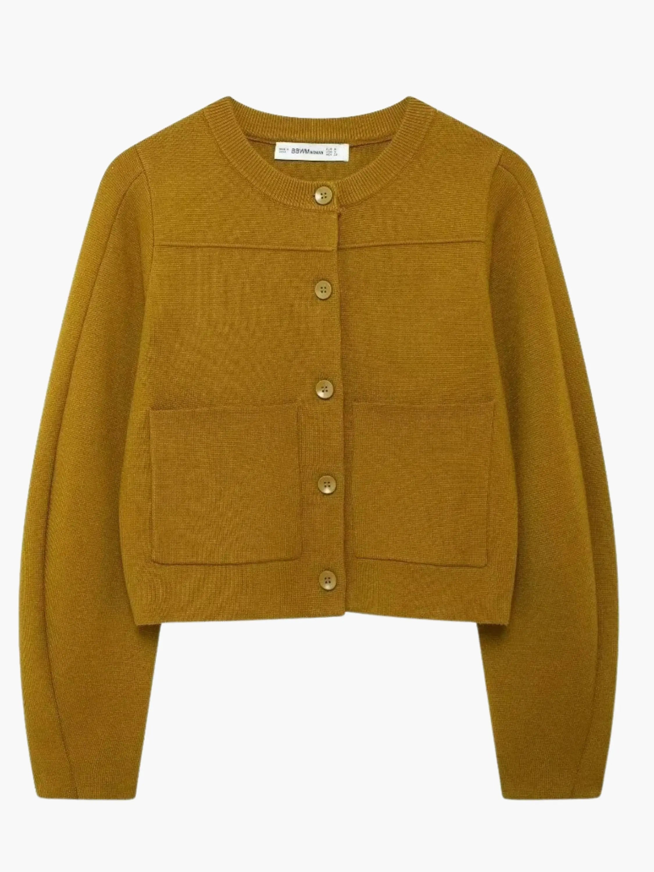 Cropped Knit Cardigan with Front Pockets