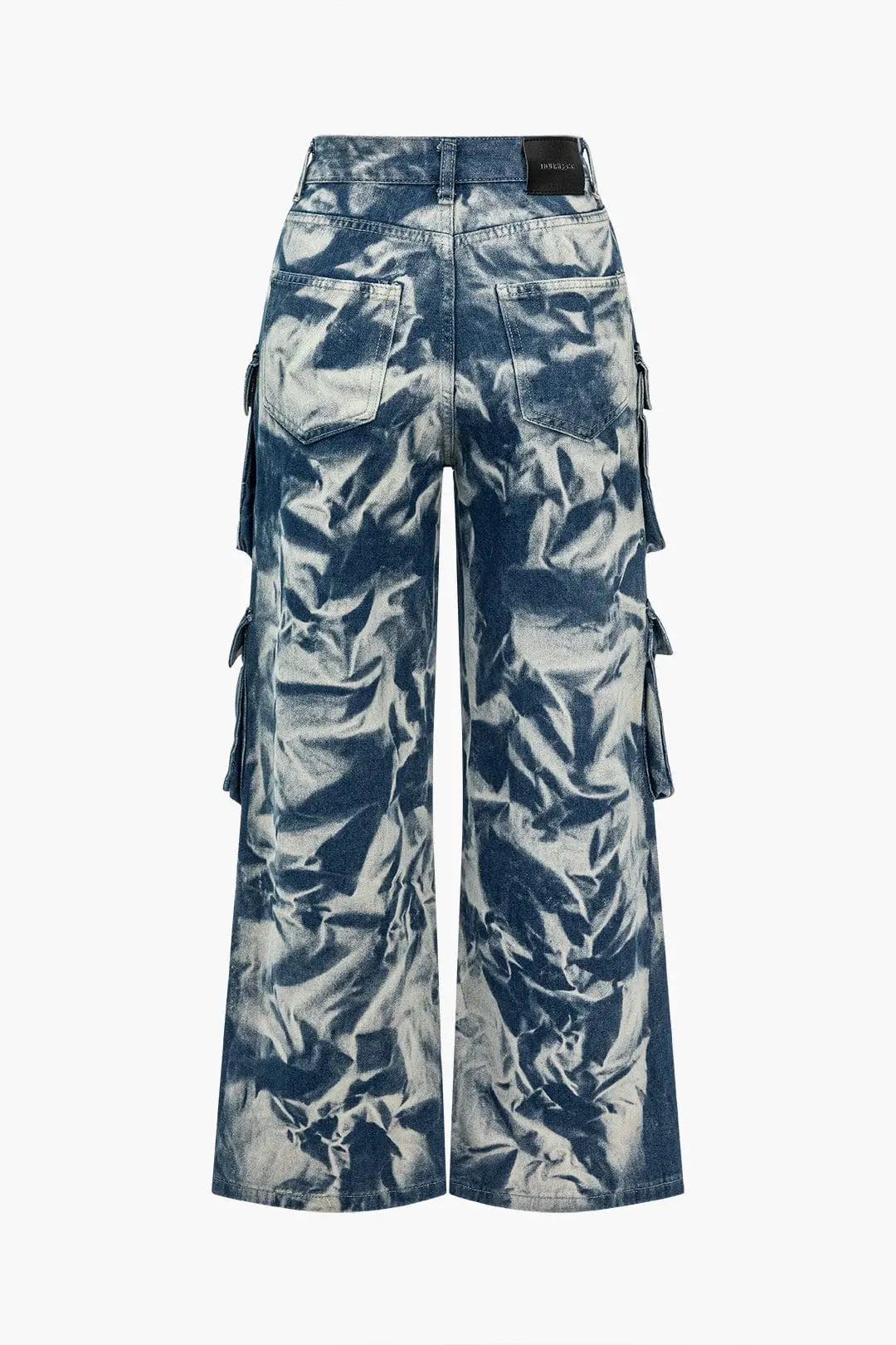 Tie-Dye Cargo Jeans with Multi-Pocket Design
