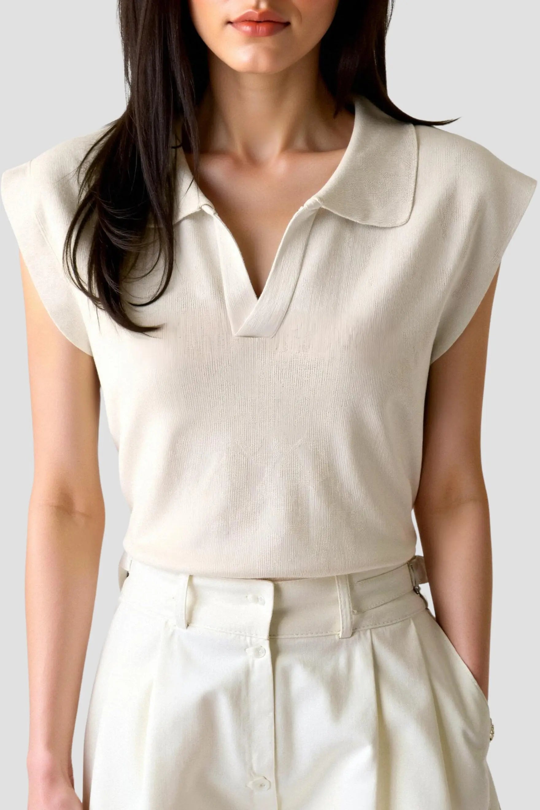 Classic Sleeveless Polo Knit Top