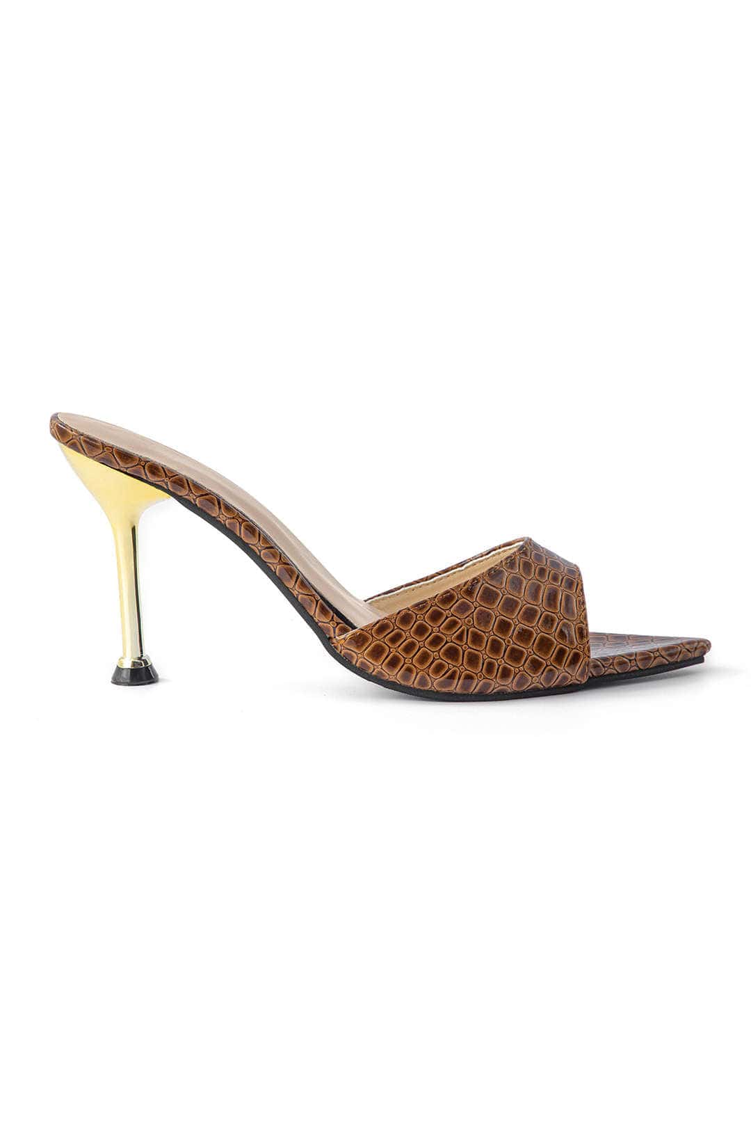 Isabelle Luxe Black Croc Embossed Mule Heels combine elegance