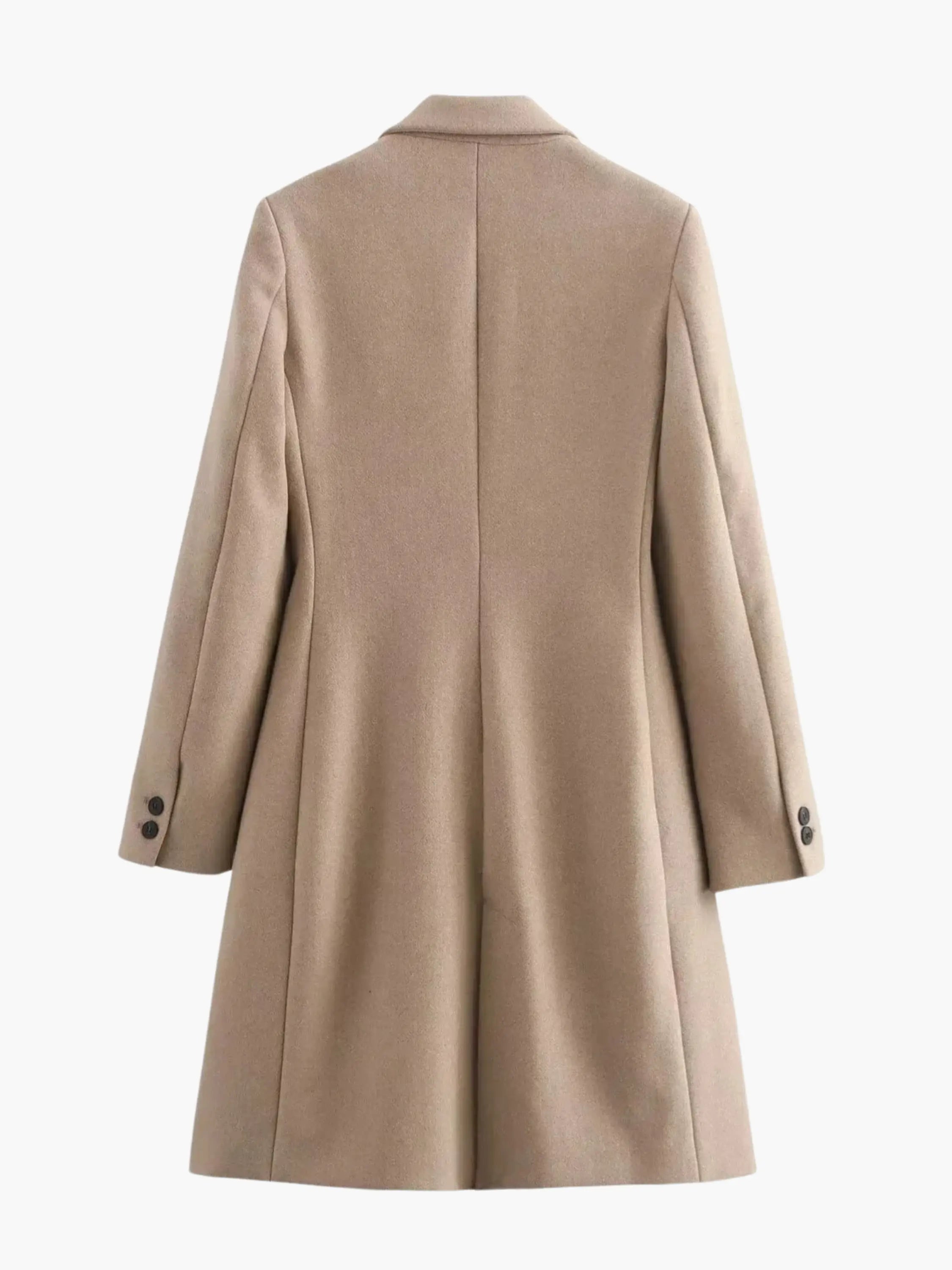Minimalist Beige Single-Breasted Coat - Timeless Elegance