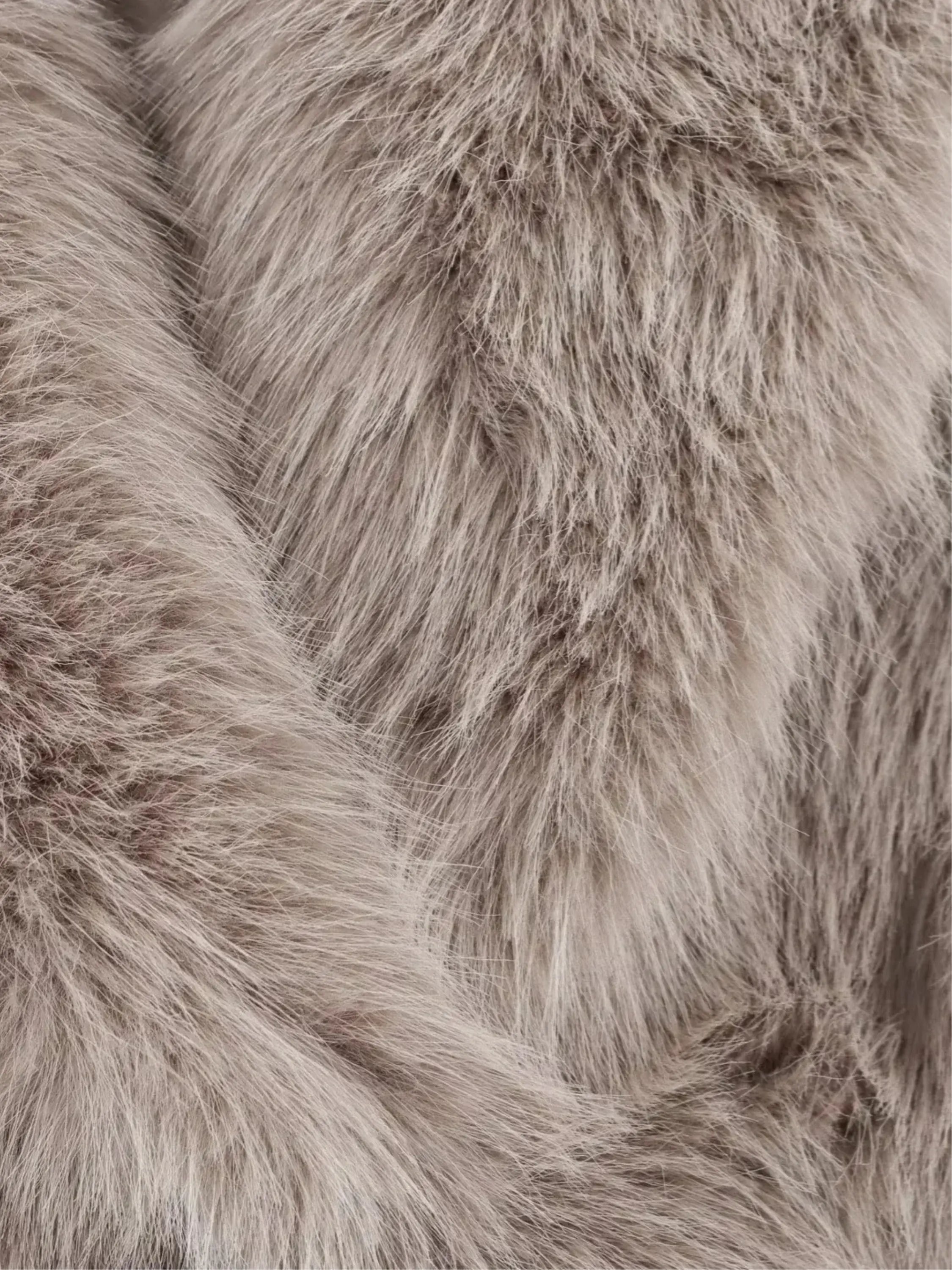Elegant Long Faux Fur Coat in Taupe