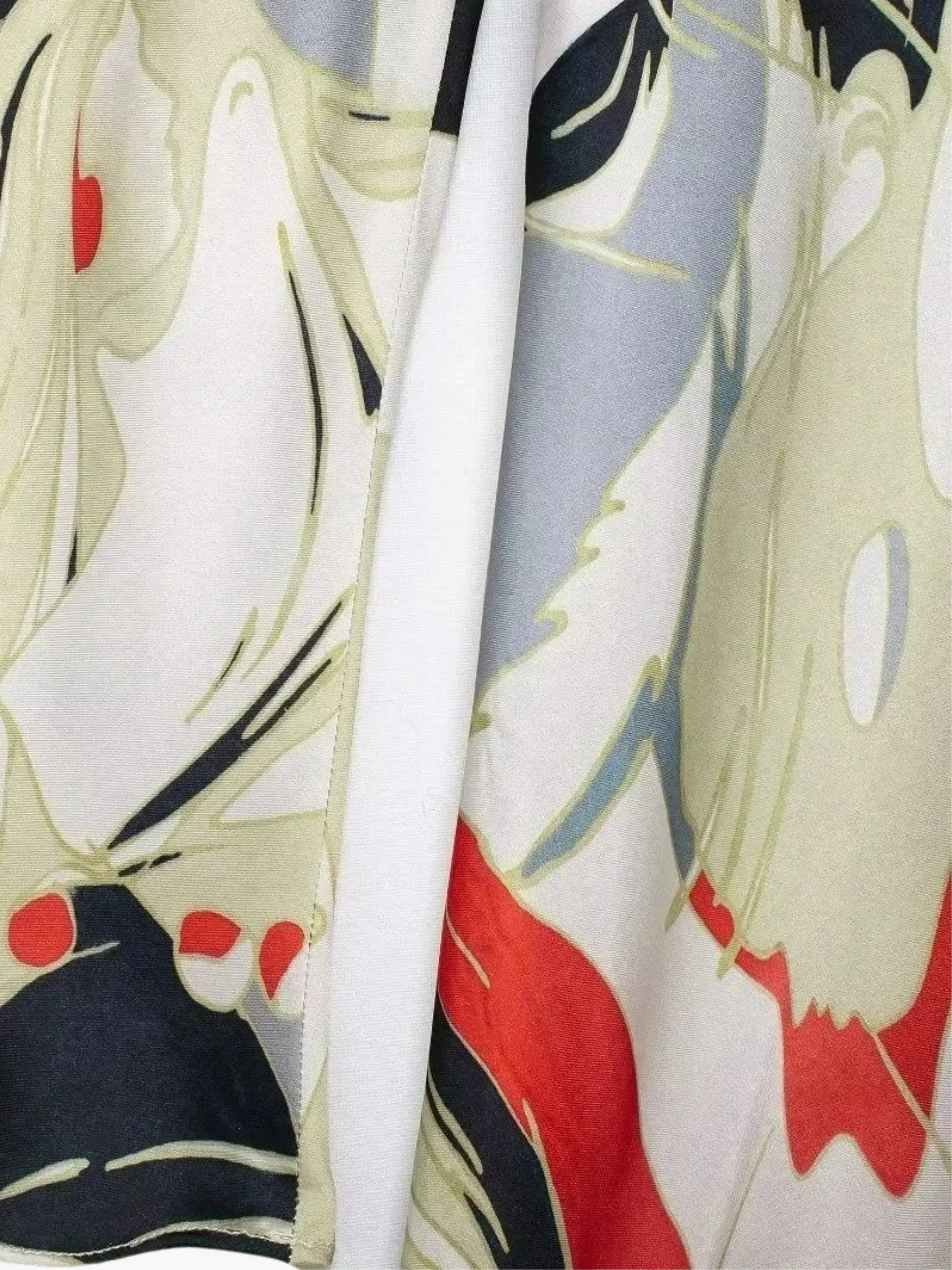 Abstract-Print Maxi Dress with Open Collar