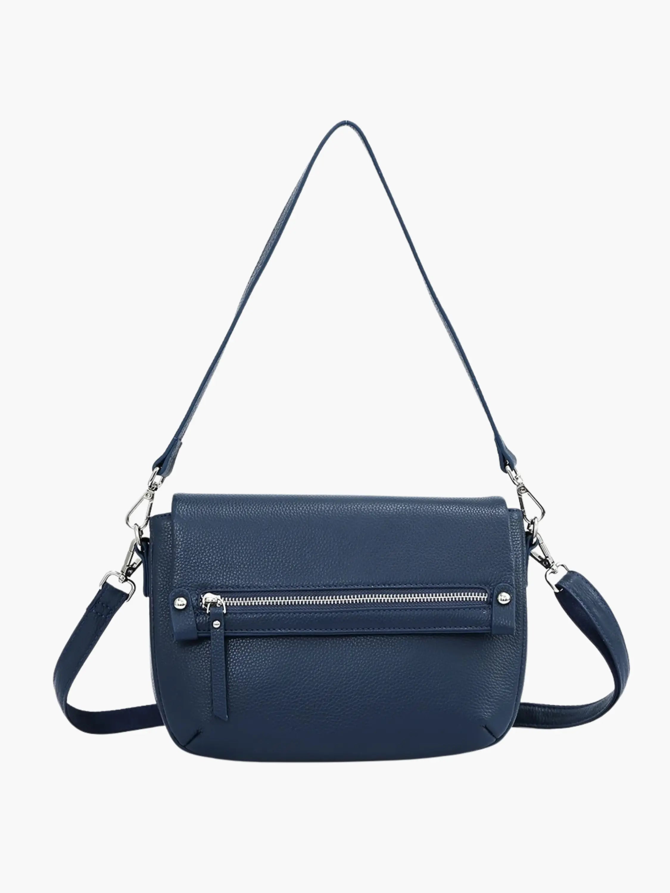 Black Crossbody Bag with Zipper Detail