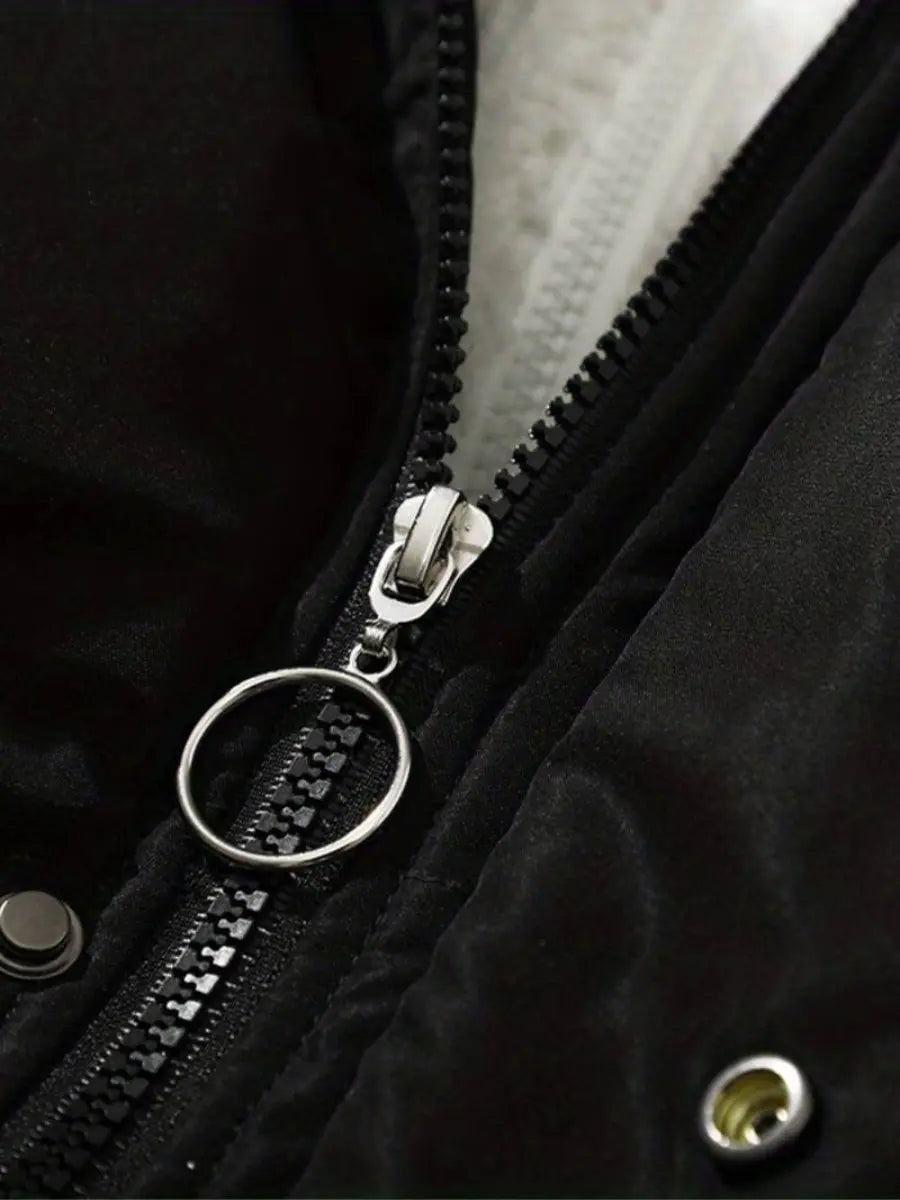 Women’s Hooded Puffer Jacket – Warm Winter Coat with Zip & Pockets