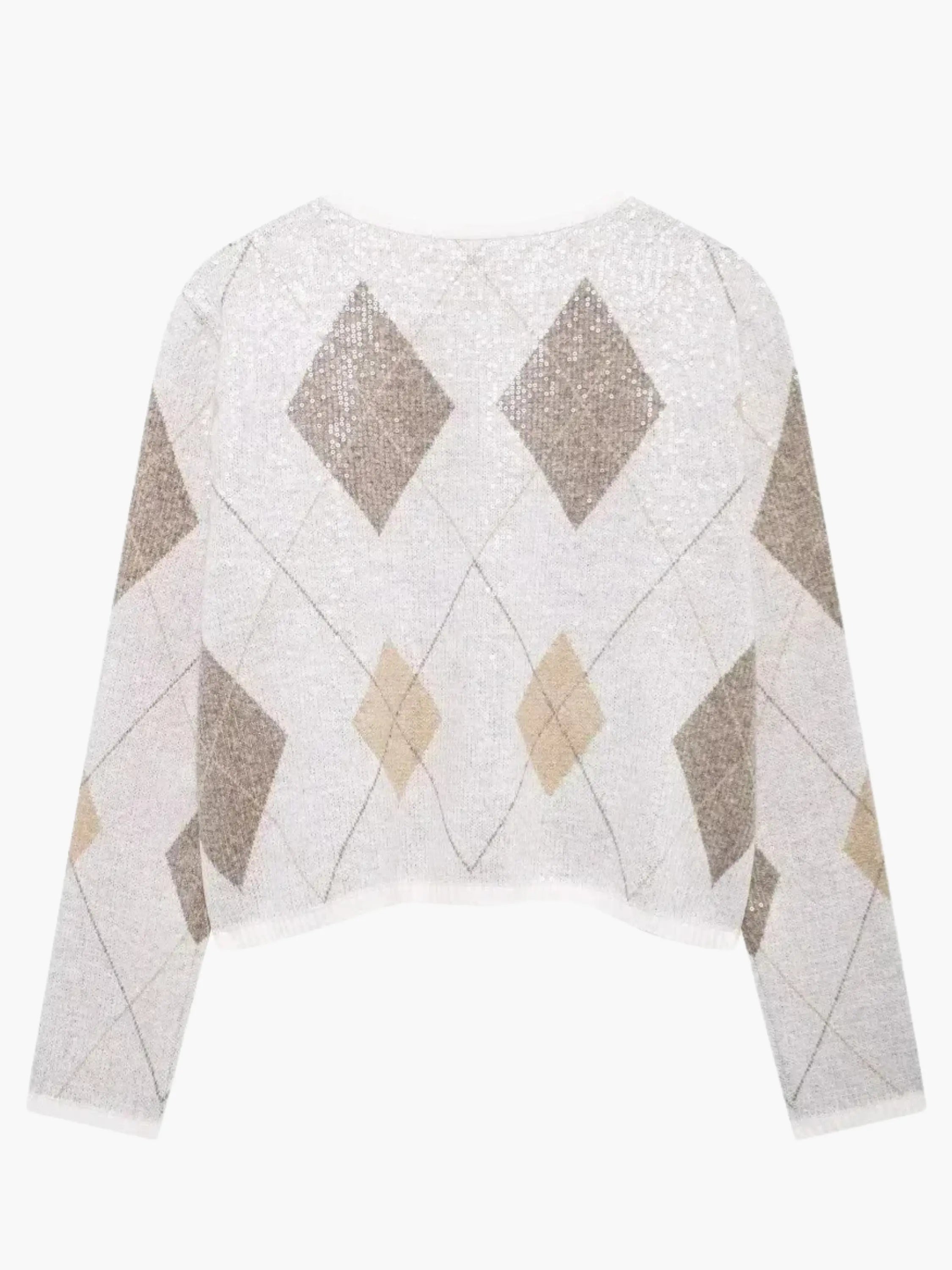 Argyle Pattern Knitted Cardigan